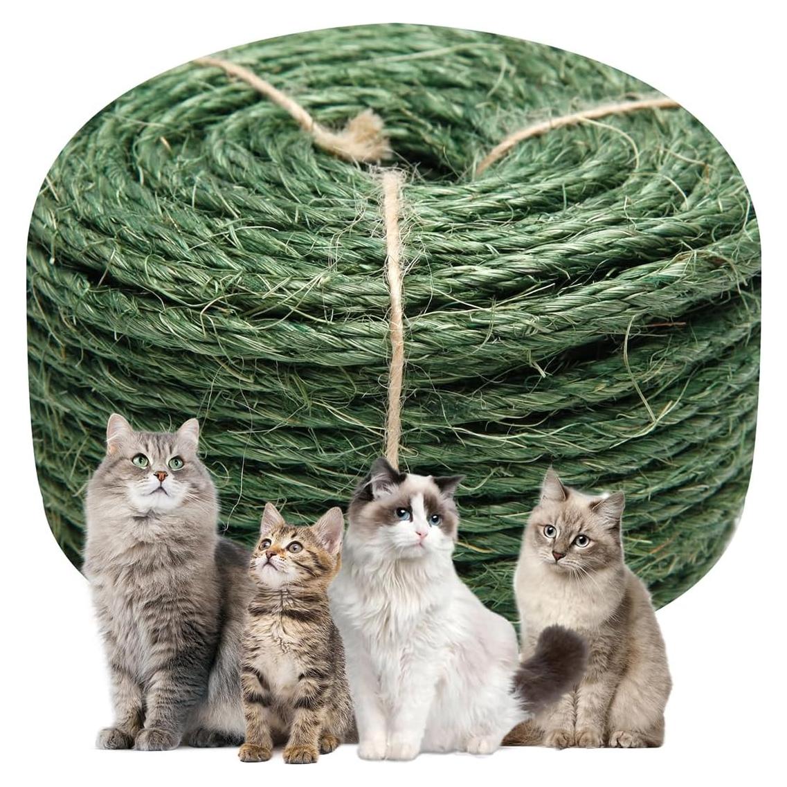Cuerda de Sisal Verde 6mm x 10m para Rascador de Gato Juomid
