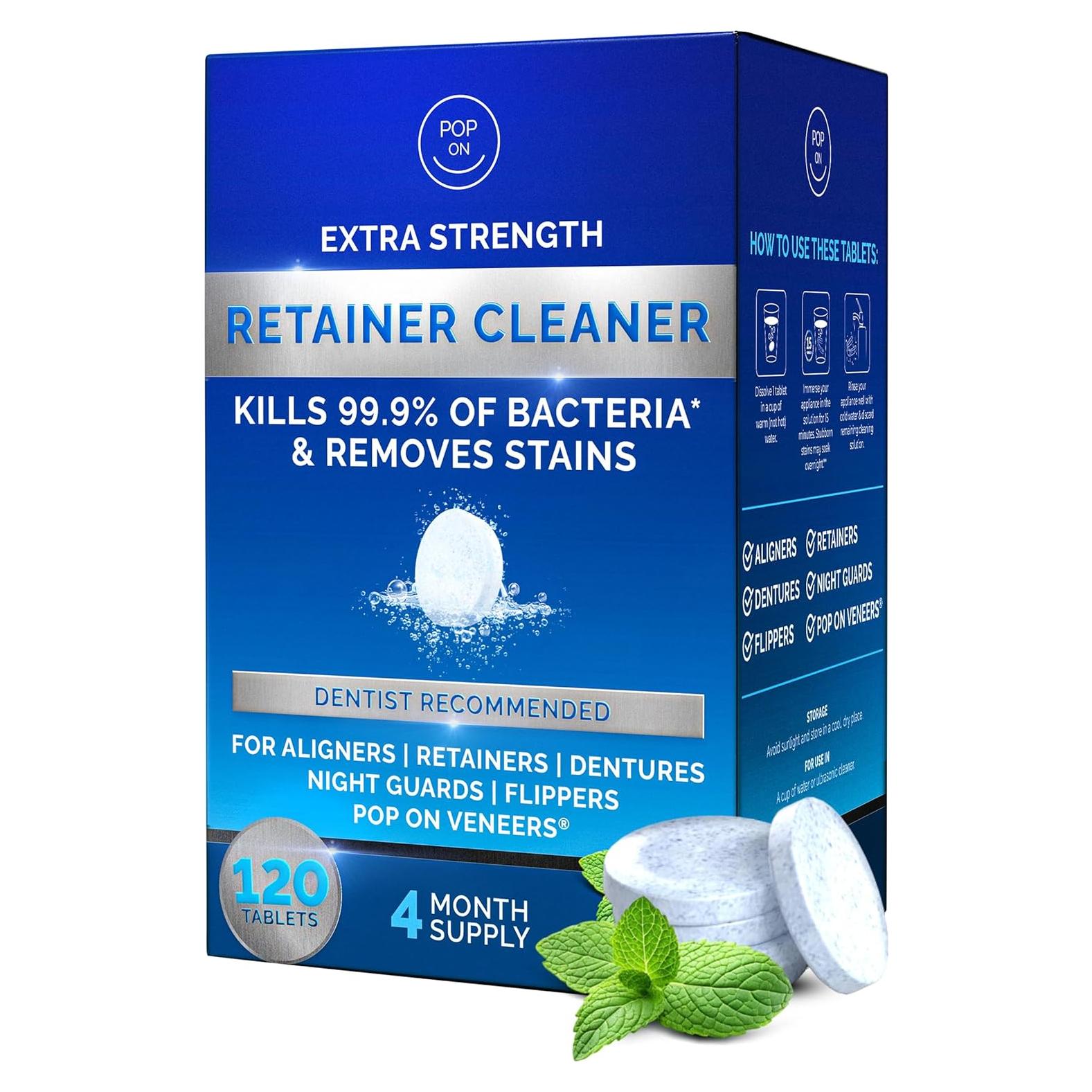 Tabletas Limpiadoras de Retenedores Pop On Veneers - 120 Unidades
