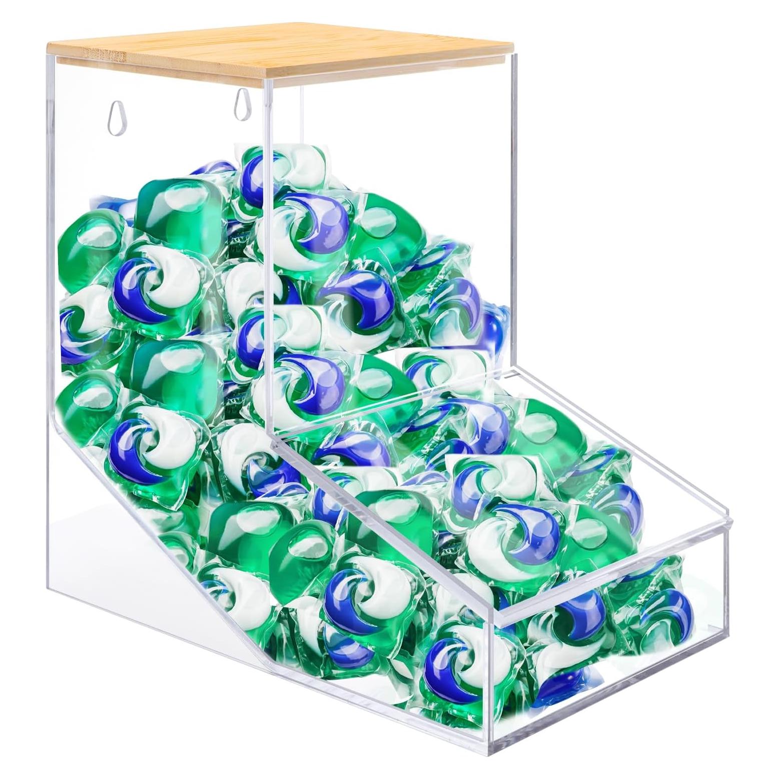 Caja de lavandería JYPS acrílica con tapa y dispensador 3.93L