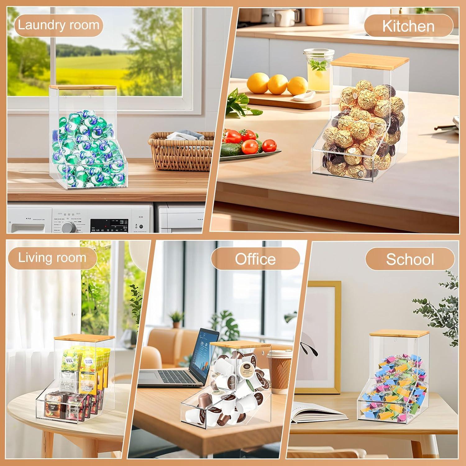 Caja de lavandería JYPS acrílica con tapa y dispensador 3.93L