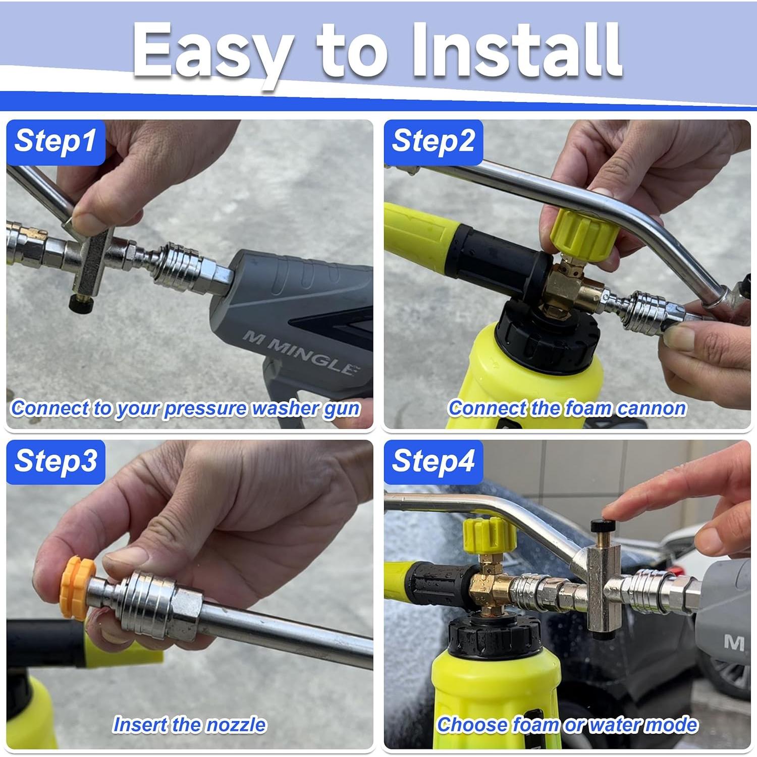 Cañón de Espuma M MINGLE PW69-1 con Conector Doble y 5 Boquillas