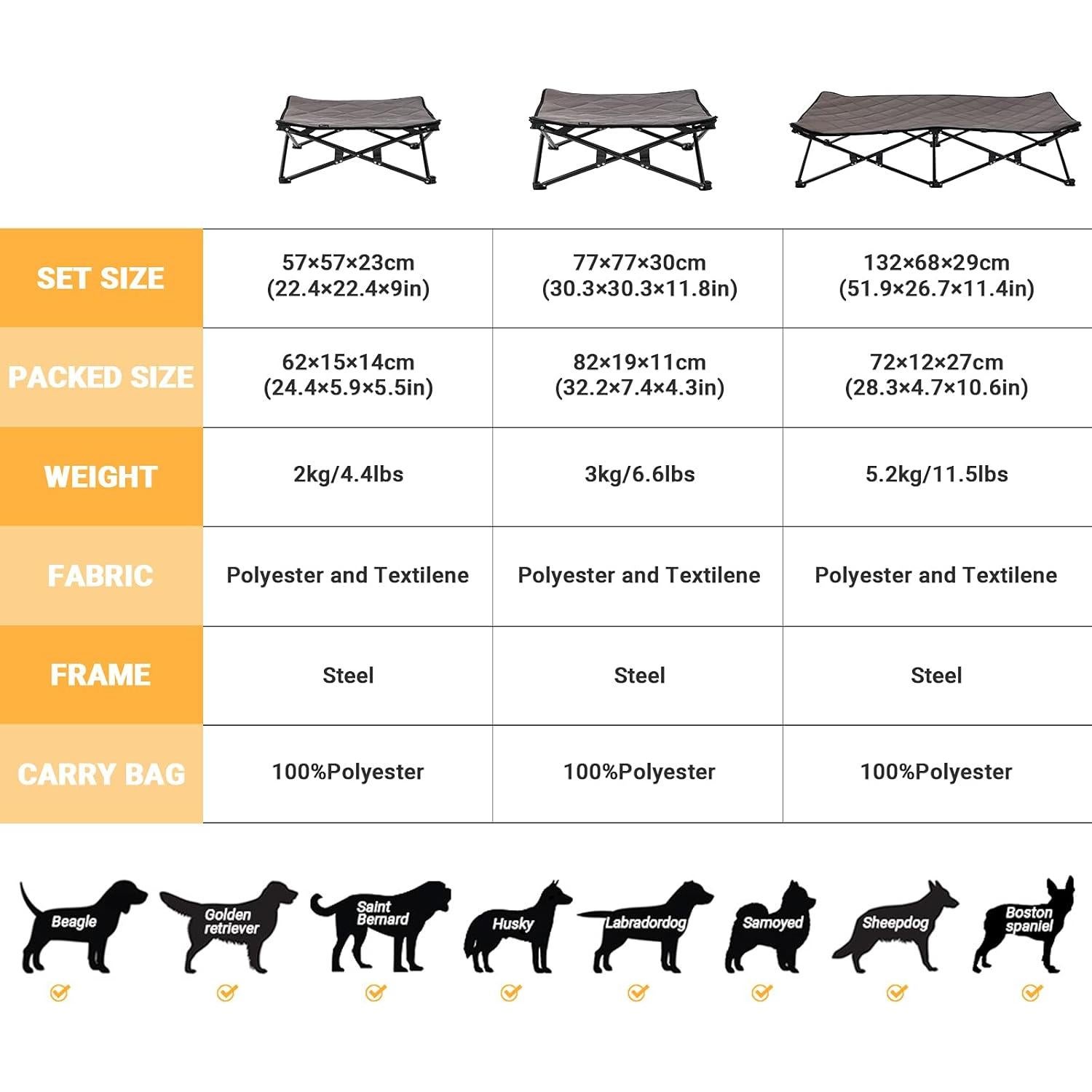 Cama Elevada para Perros Pequeños KingCamp 57x57 cm Antideslizante