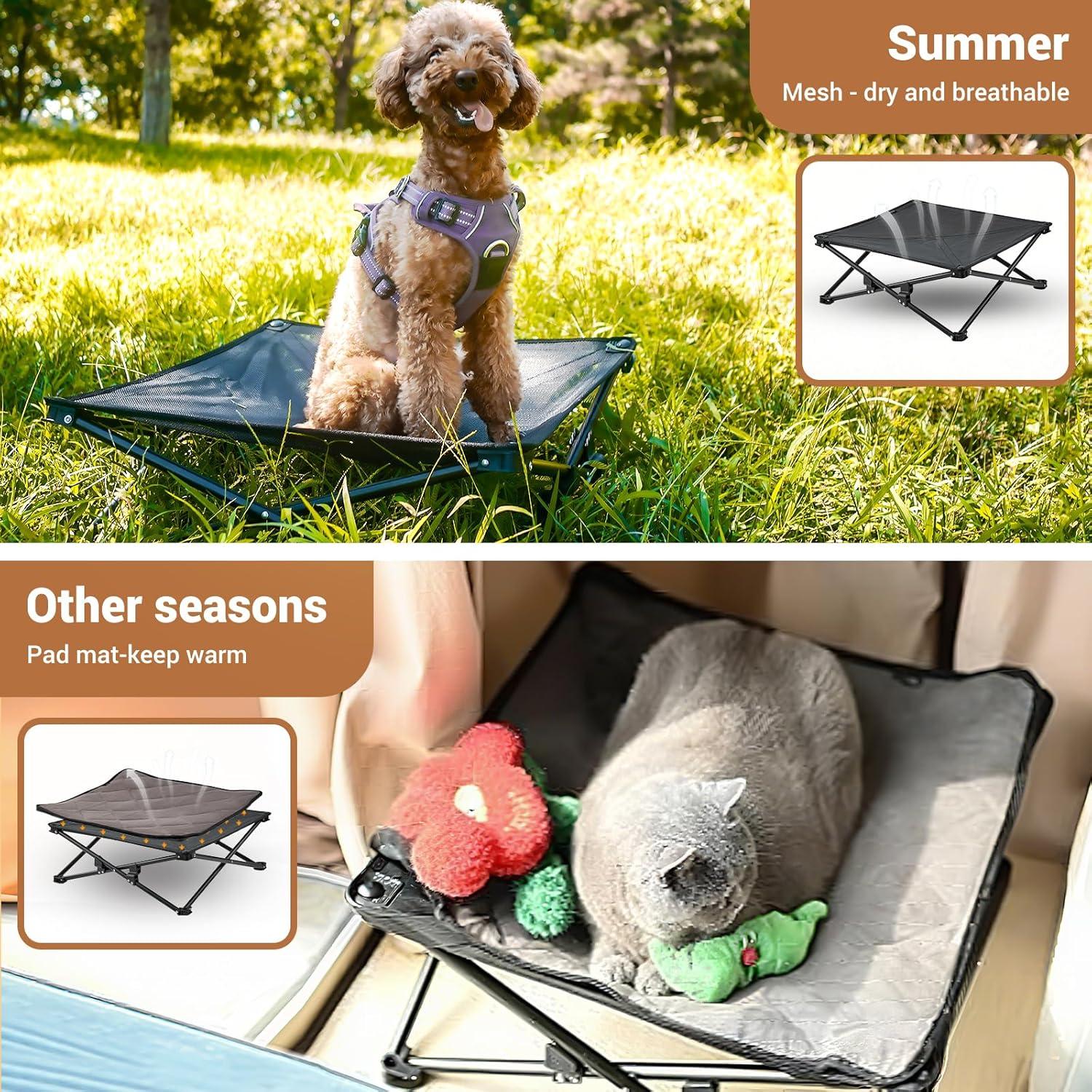 Cama Elevada para Perros Pequeños KingCamp 57x57 cm Antideslizante
