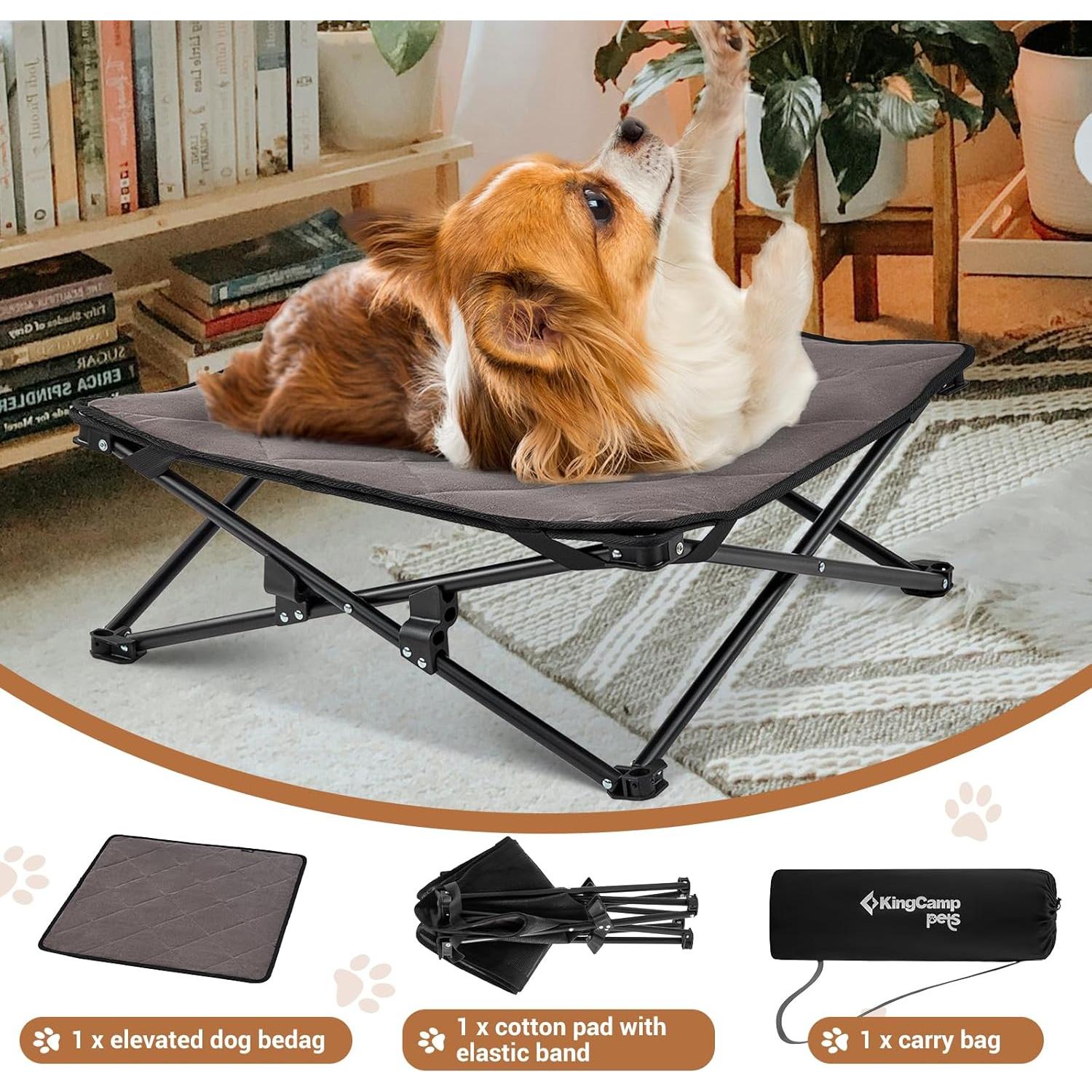 Cama Elevada para Perros Pequeños KingCamp 57x57 cm Antideslizante