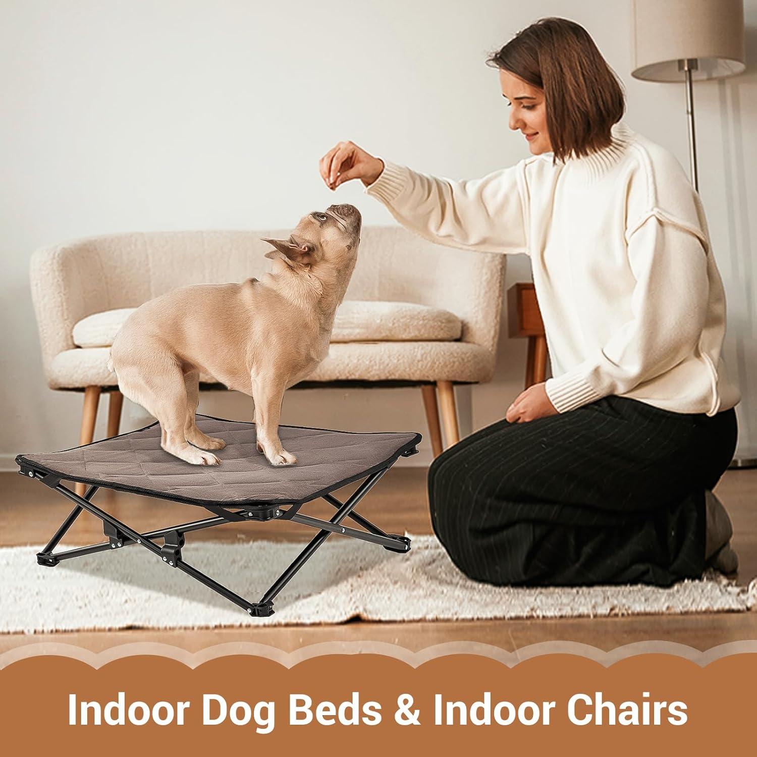 Cama Elevada para Perros Pequeños KingCamp 57x57 cm Antideslizante