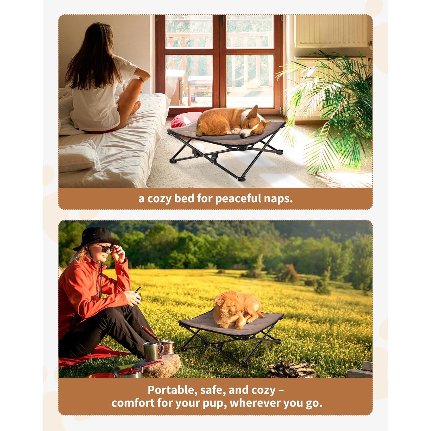 Cama Elevada para Perros Pequeños KingCamp 57x57 cm Antideslizante