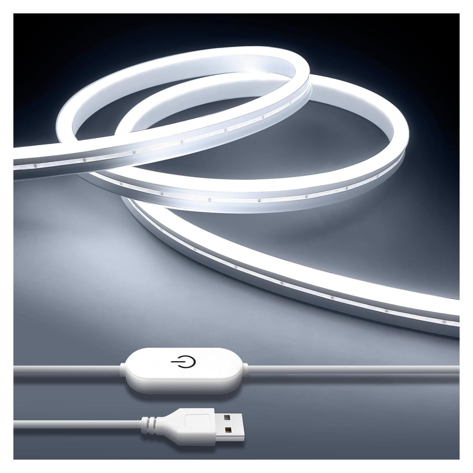 Tira de Luces LED Neón USB Blanca iNextStation 2m Impermeable