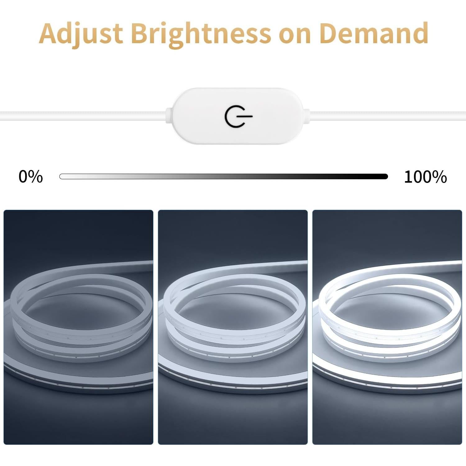 Tira de Luces LED Neón USB Blanca iNextStation 2m Impermeable