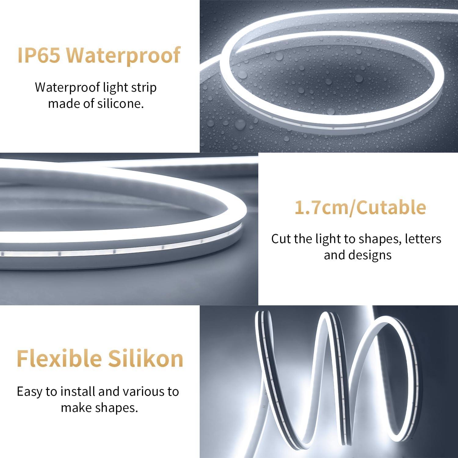 Tira de Luces LED Neón USB Blanca iNextStation 2m Impermeable