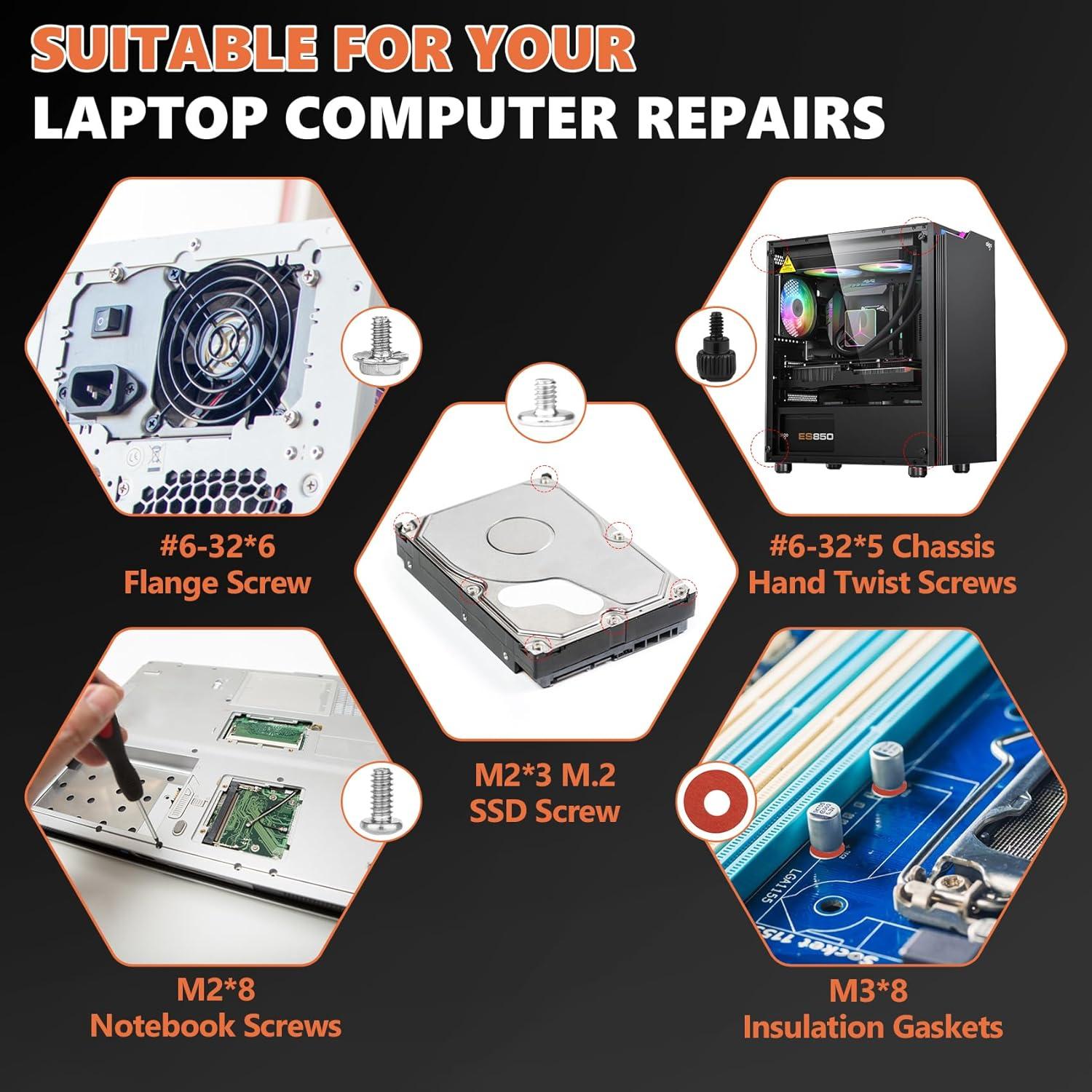 Kit de Tornillos para PC Kalote 167 Piezas M.2 SSD y ATX