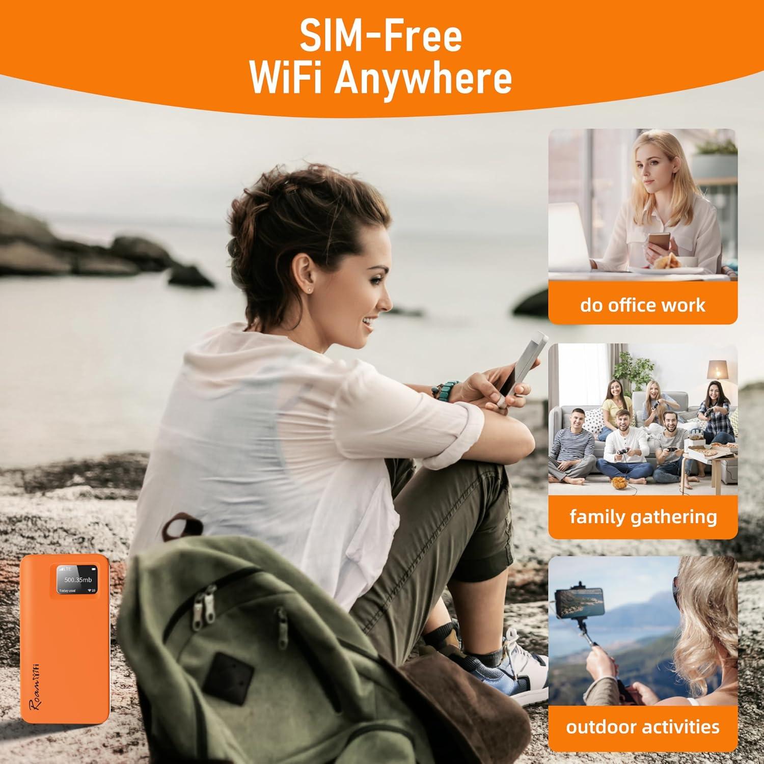 RoamWiFi R10 Enrutador Móvil 4G LTE Portátil 1GB Datos 30 Días