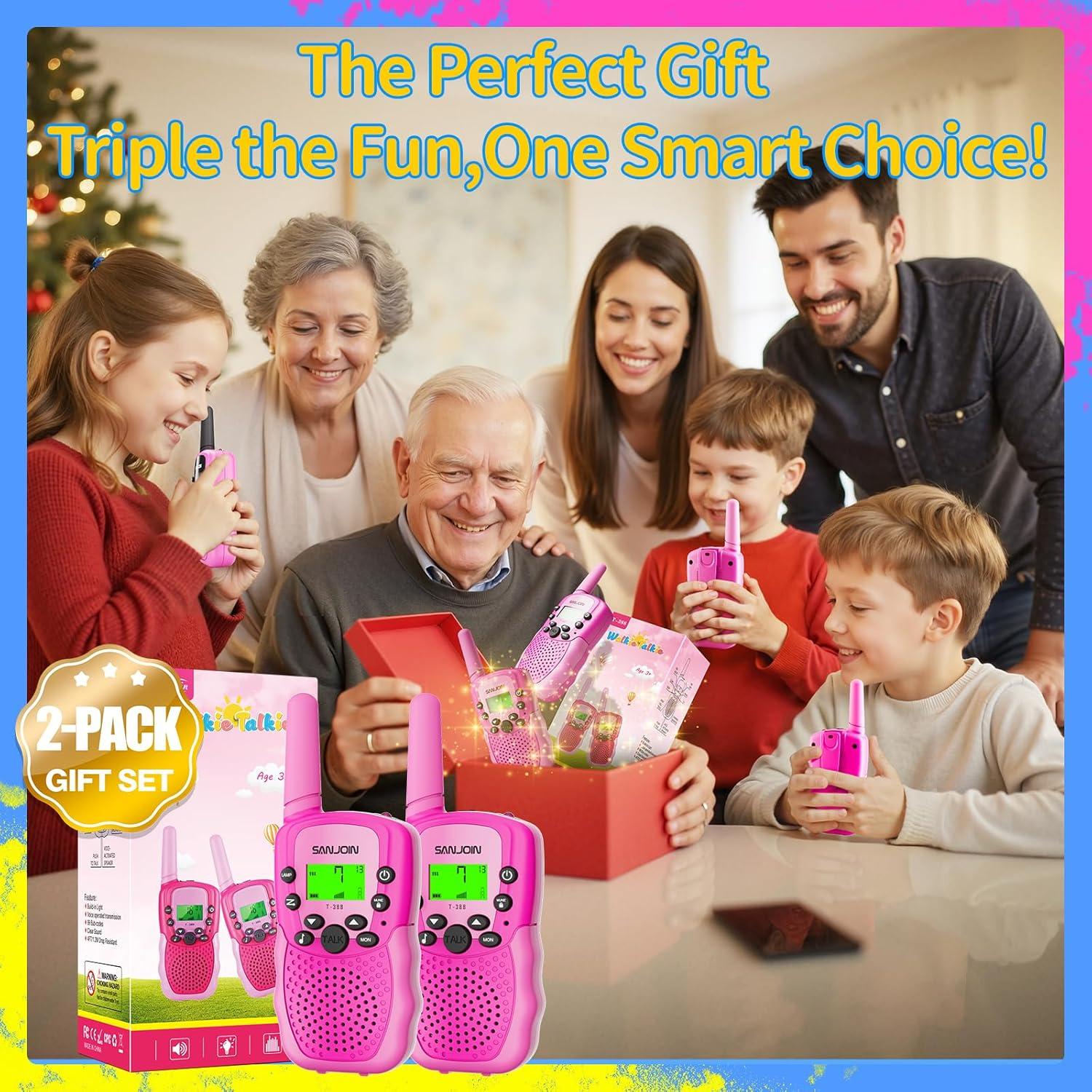 Walkie Talkies para Niños SANJOIN T-388 Set de 2 Rosa