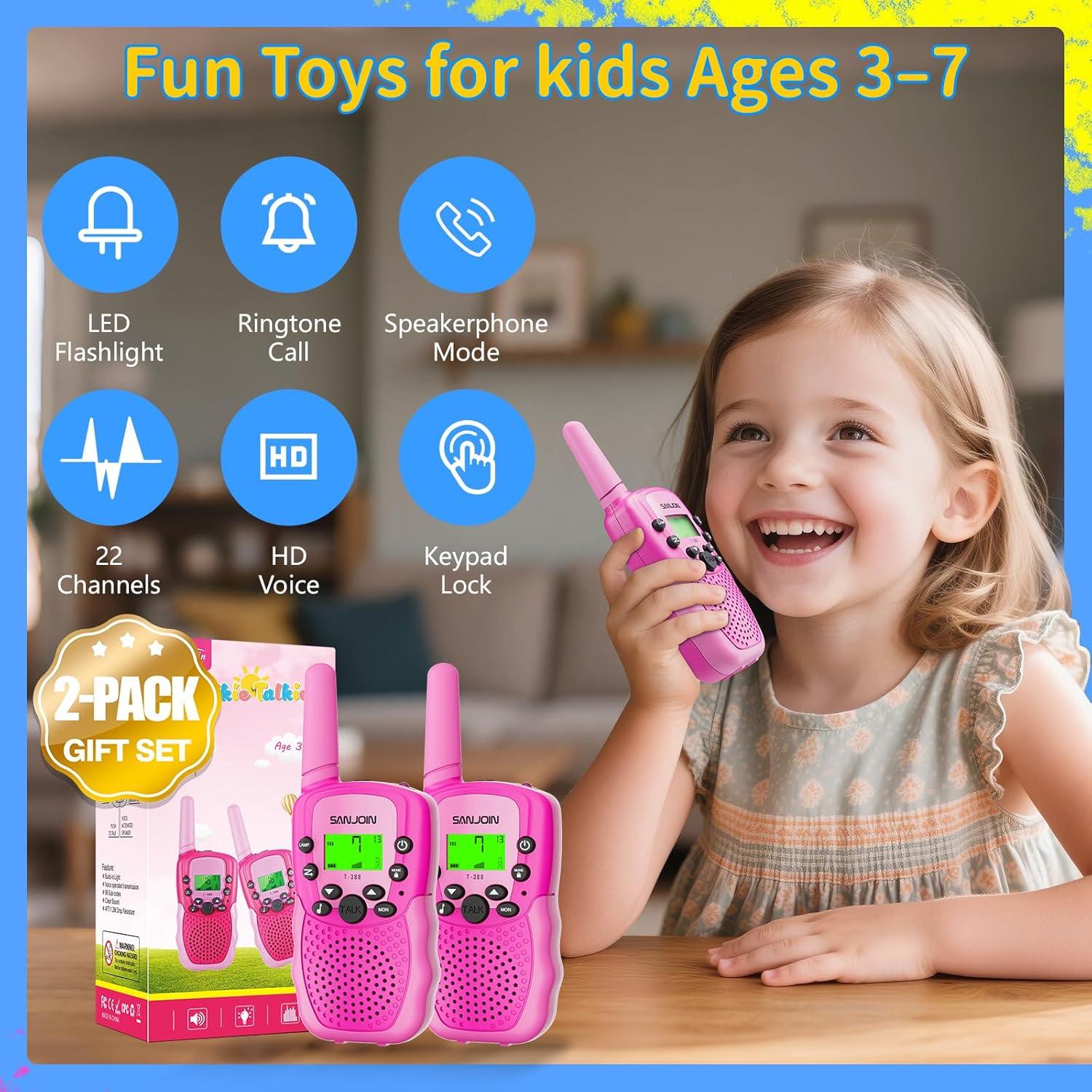 Walkie Talkies para Niños SANJOIN T-388 Set de 2 Rosa