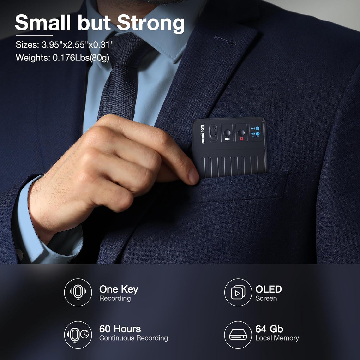 Grabadora de Voz Chime Note 64GB AI para Conferencias y Reuniones