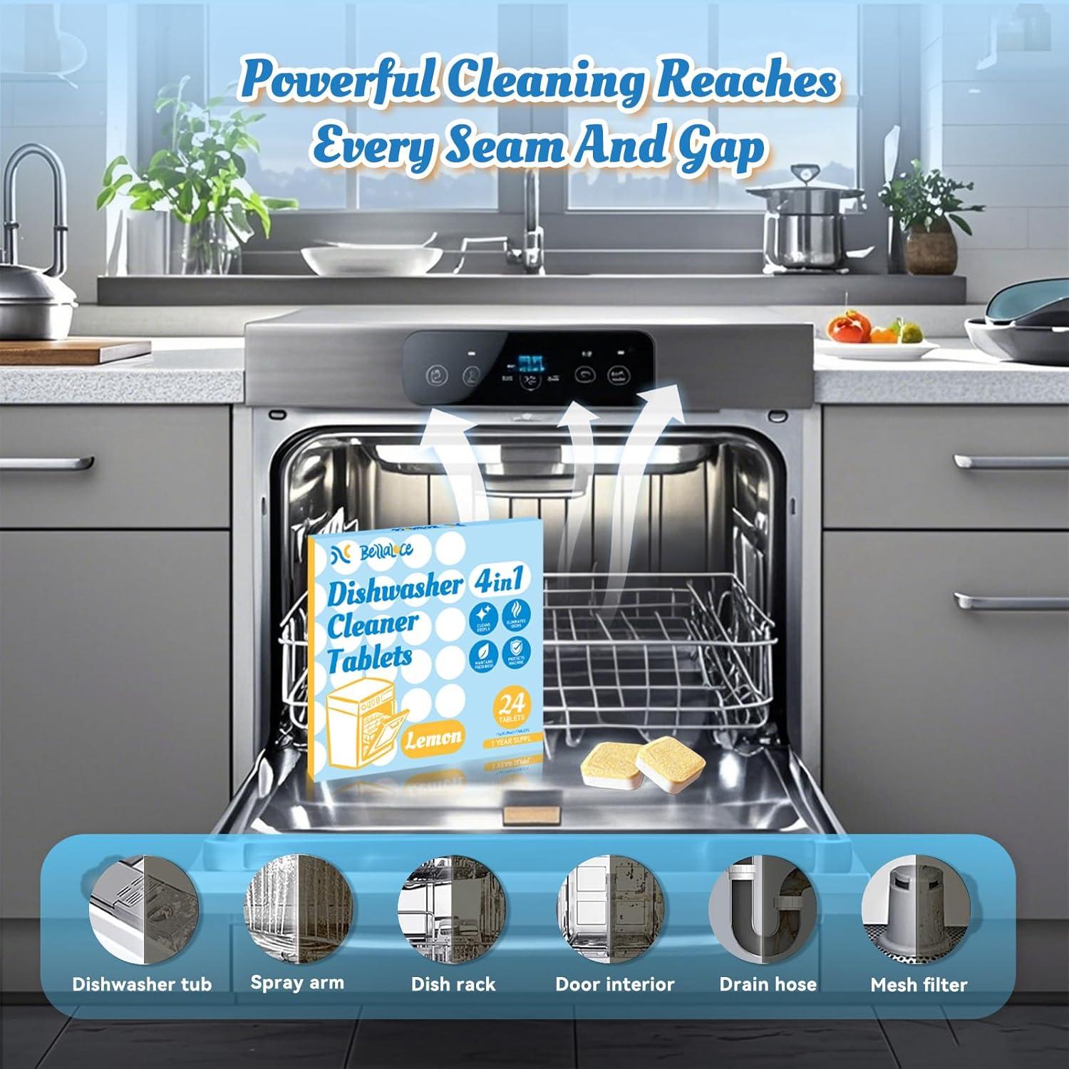 Tabletas Limpiadoras de Lavavajillas Bellaluce 24 Unidades - Desincrustante y Ambientador a Limón