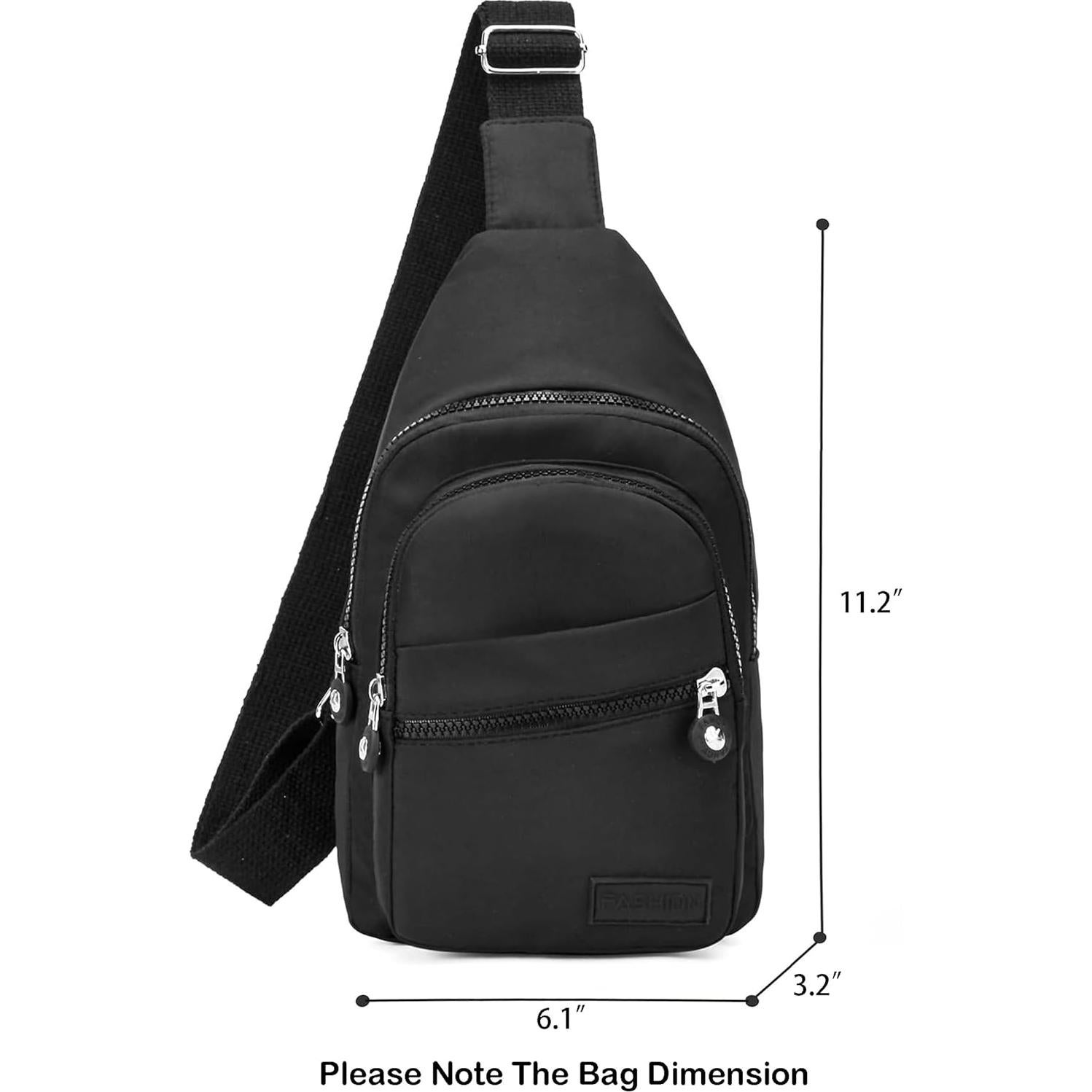 Mochila Sling Bandolera Banelu Negra 28.4x15.5x8.1 cm