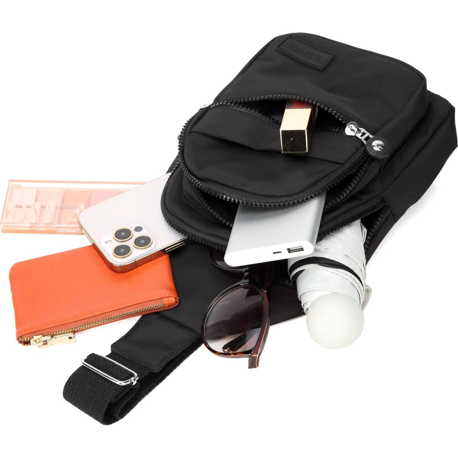 Mochila Sling Bandolera Banelu Negra 28.4x15.5x8.1 cm