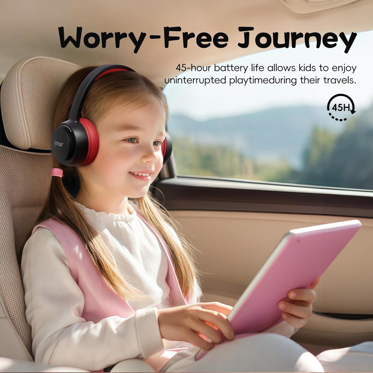 Auriculares Bluetooth Gorsun E65 para Niños 85dBA 45H Negro/Rojo