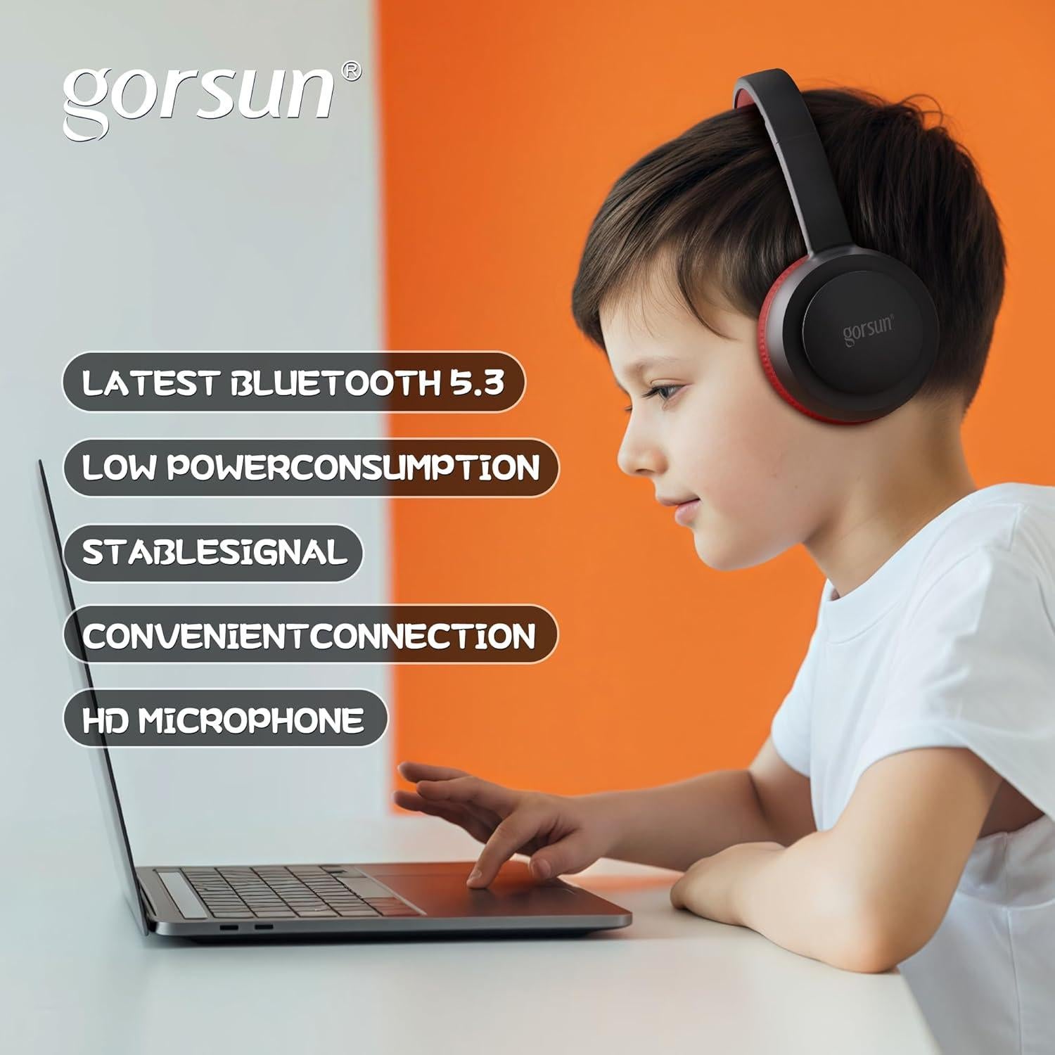 Auriculares Bluetooth Gorsun E65 para Niños 85dBA 45H Negro/Rojo