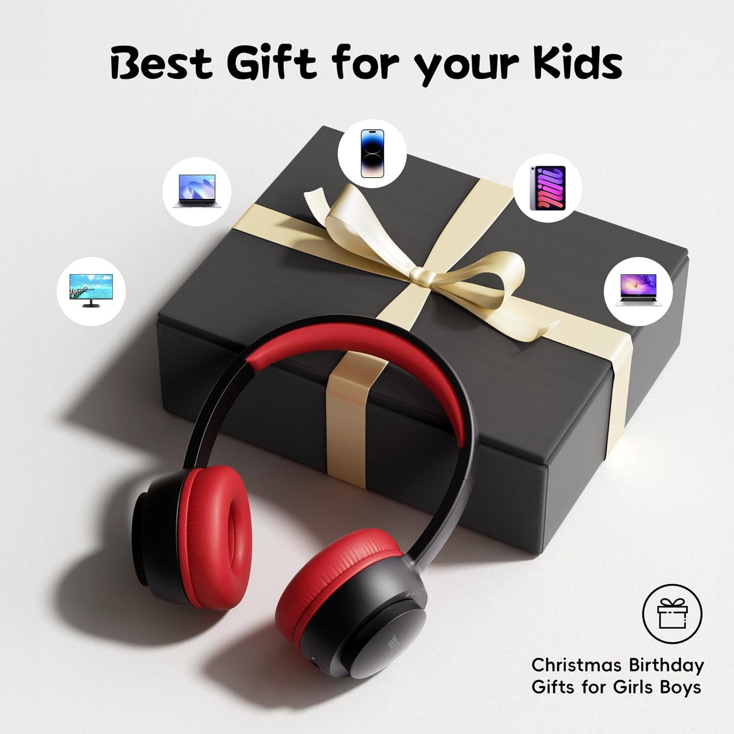 Auriculares Bluetooth Gorsun E65 para Niños 85dBA 45H Negro/Rojo