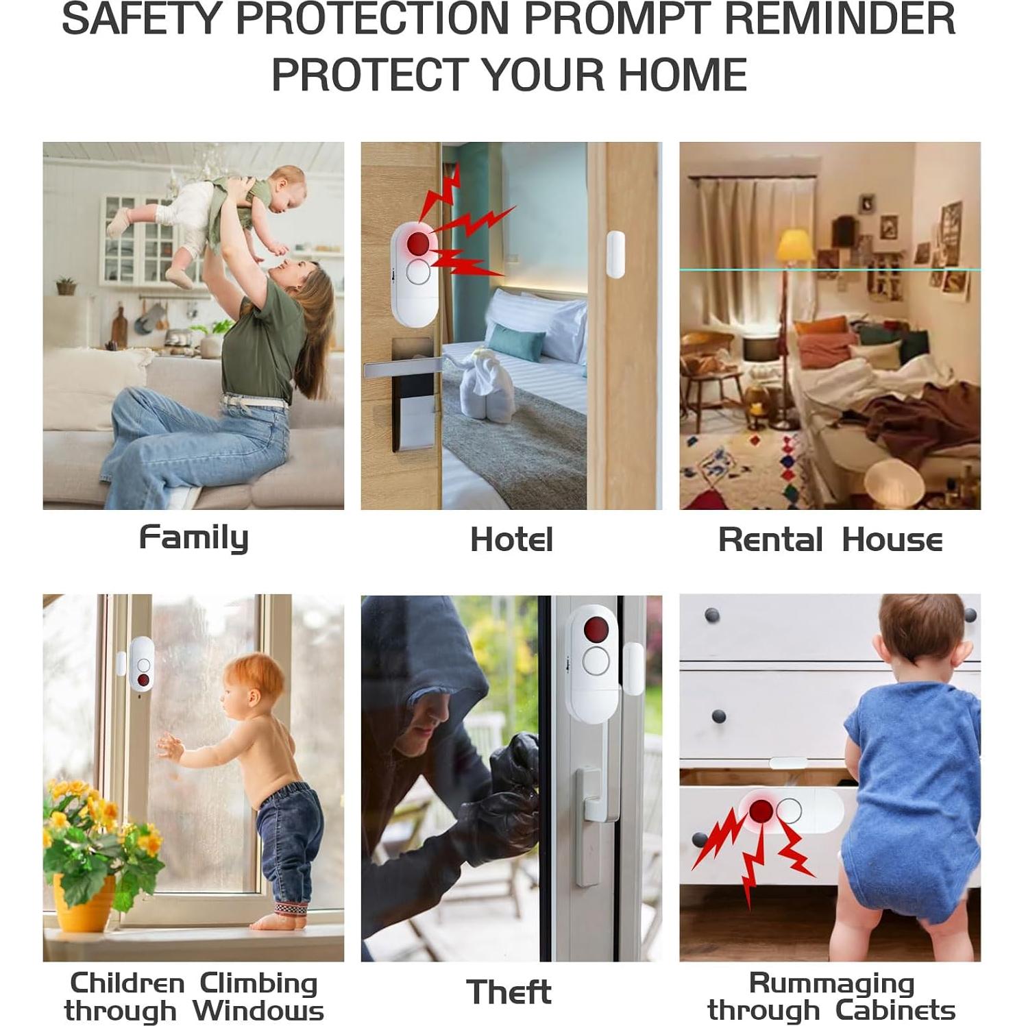 Alarmas de Puerta y Ventana Zabree 120DB - Paquete de 4