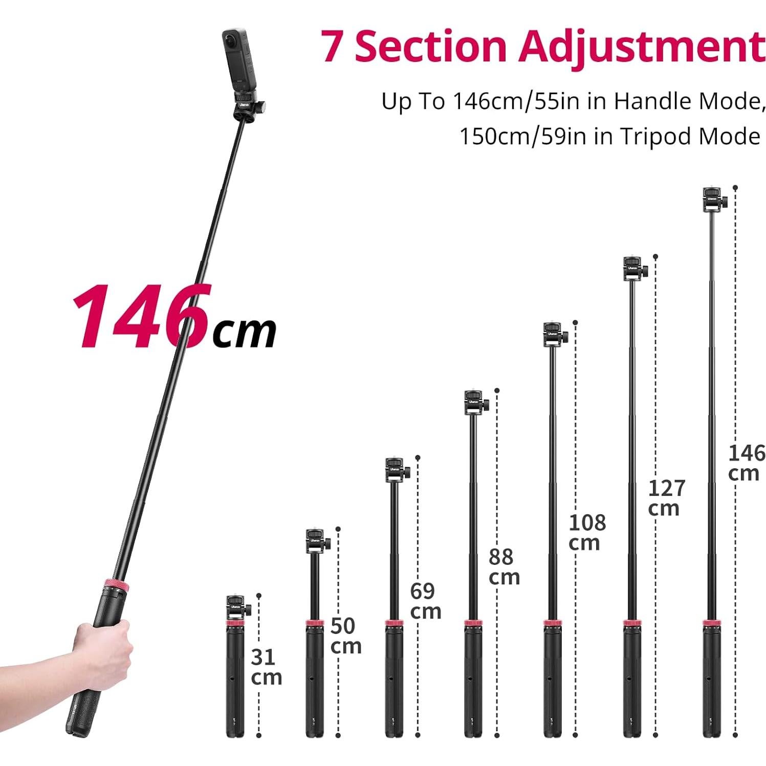 Trípode Selfie ULANZI MT-71 150cm 3 en 1 Portátil Ligero