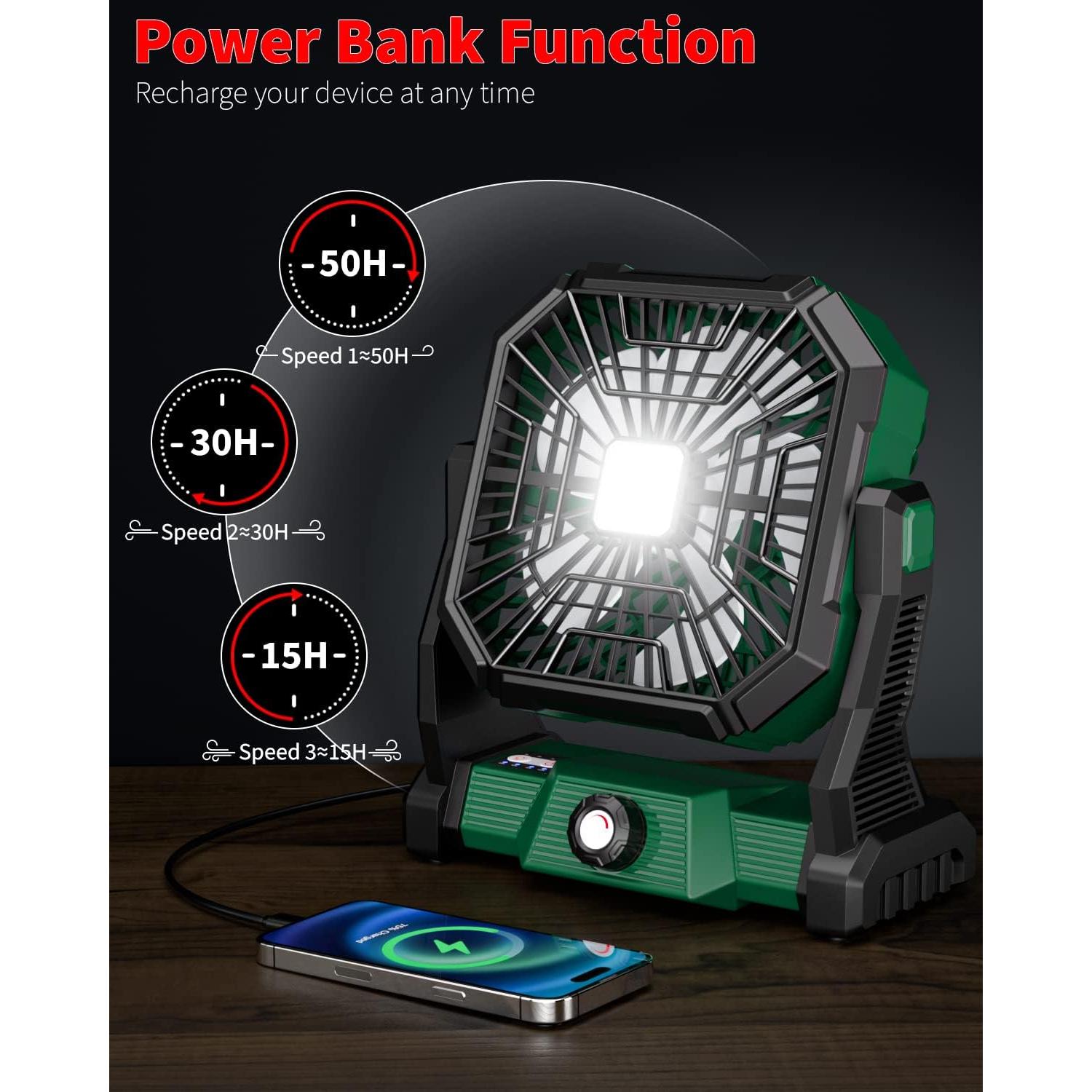 Ventilador Personal GIPAOE OT-F13 Recargable 20000mAh Verde