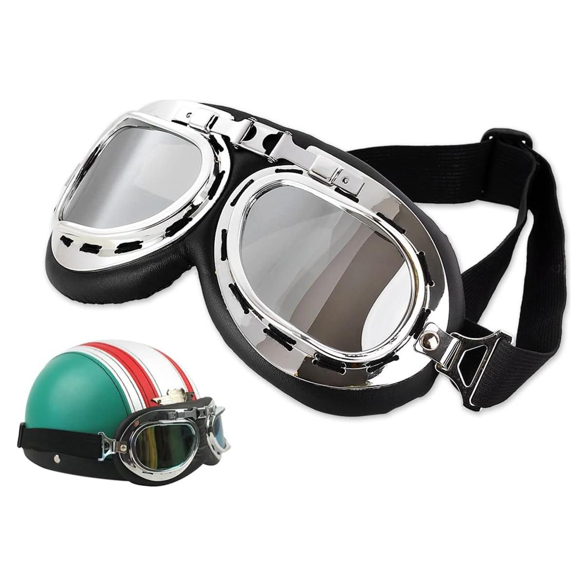 Gafas de Cosplay Steampunk Retro Piloto Negro Lente Transparente