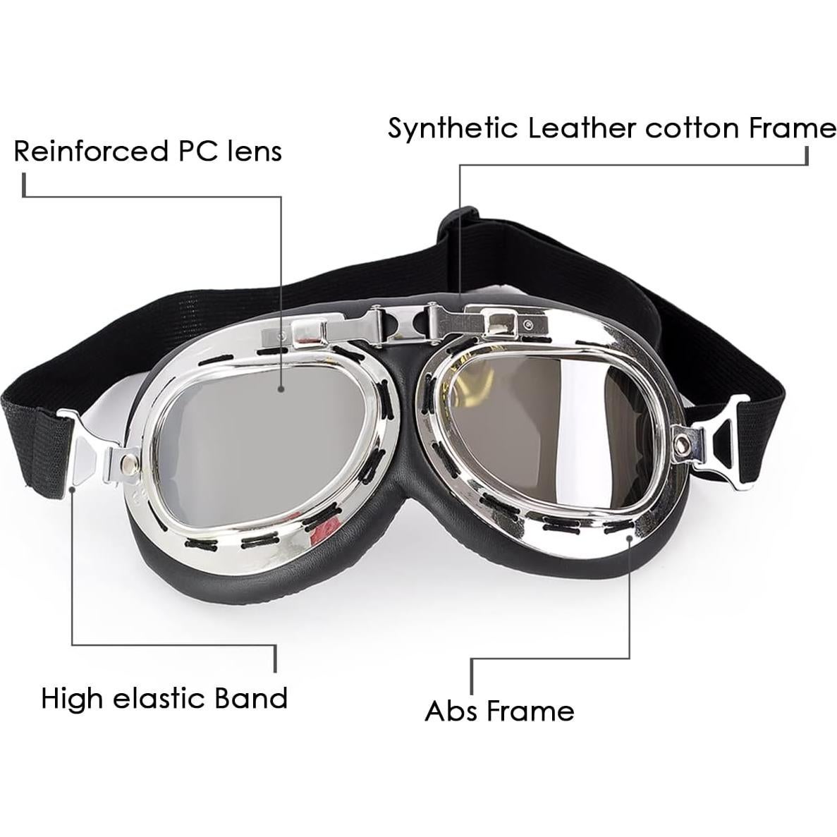 Gafas de Cosplay Steampunk Retro Piloto Negro Lente Transparente