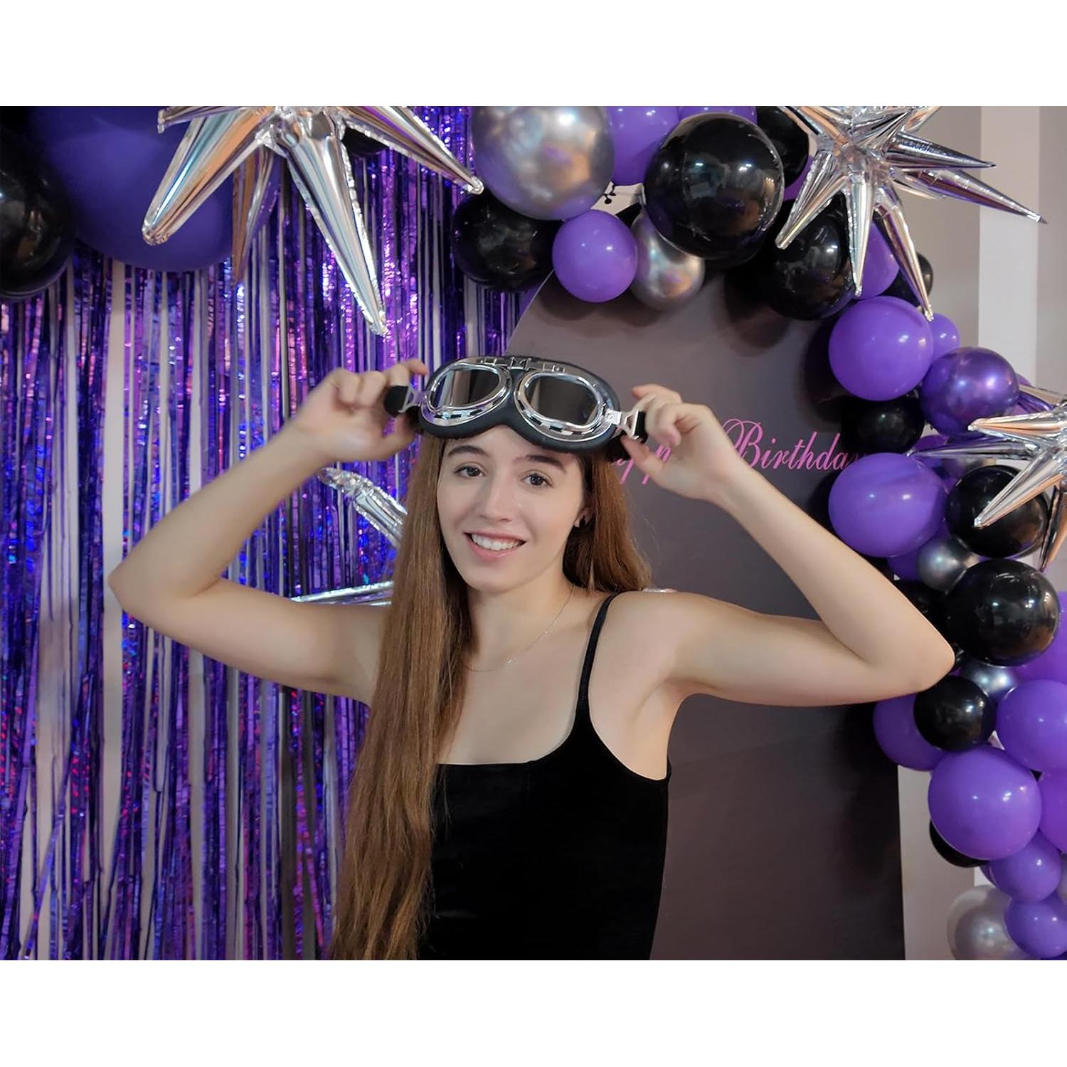 Gafas de Cosplay Steampunk Retro Piloto Negro Lente Transparente