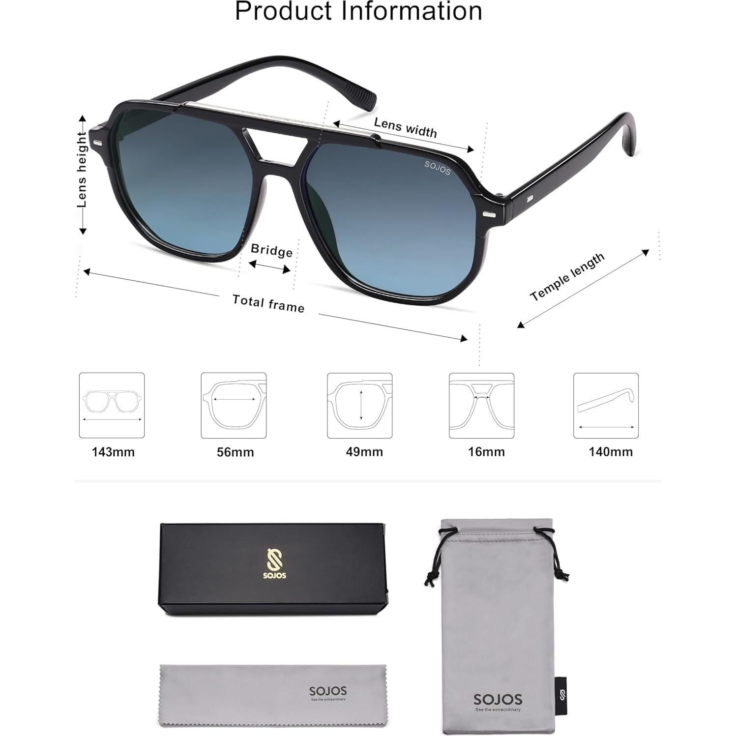 Gafas de Sol Polarizadas SojoS SJ2283 Retro Unisex UV400