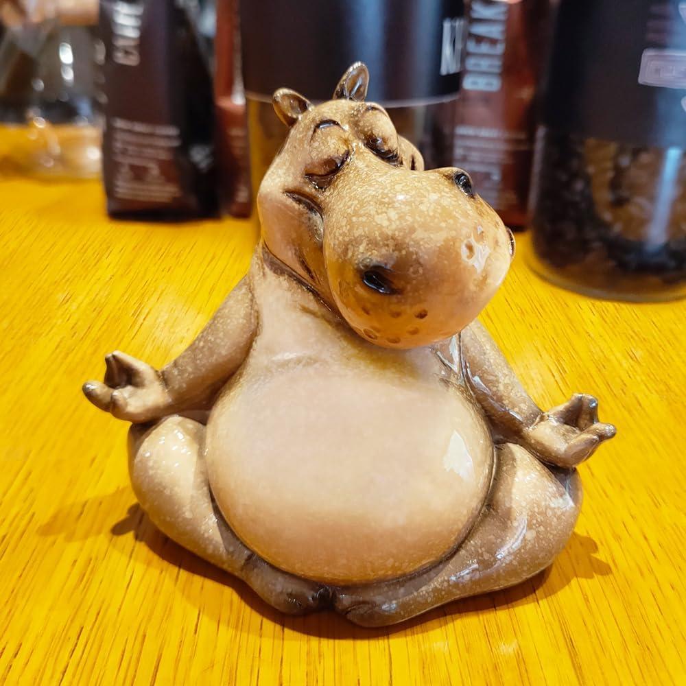 Figurina de Hipopótamo Meditador Juliahestia 11.4x7.6cm Decoración