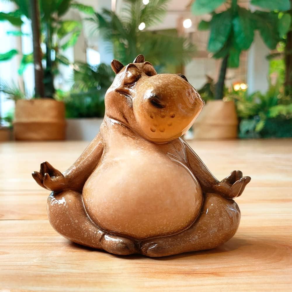 Figurina de Hipopótamo Meditador Juliahestia 11.4x7.6cm Decoración