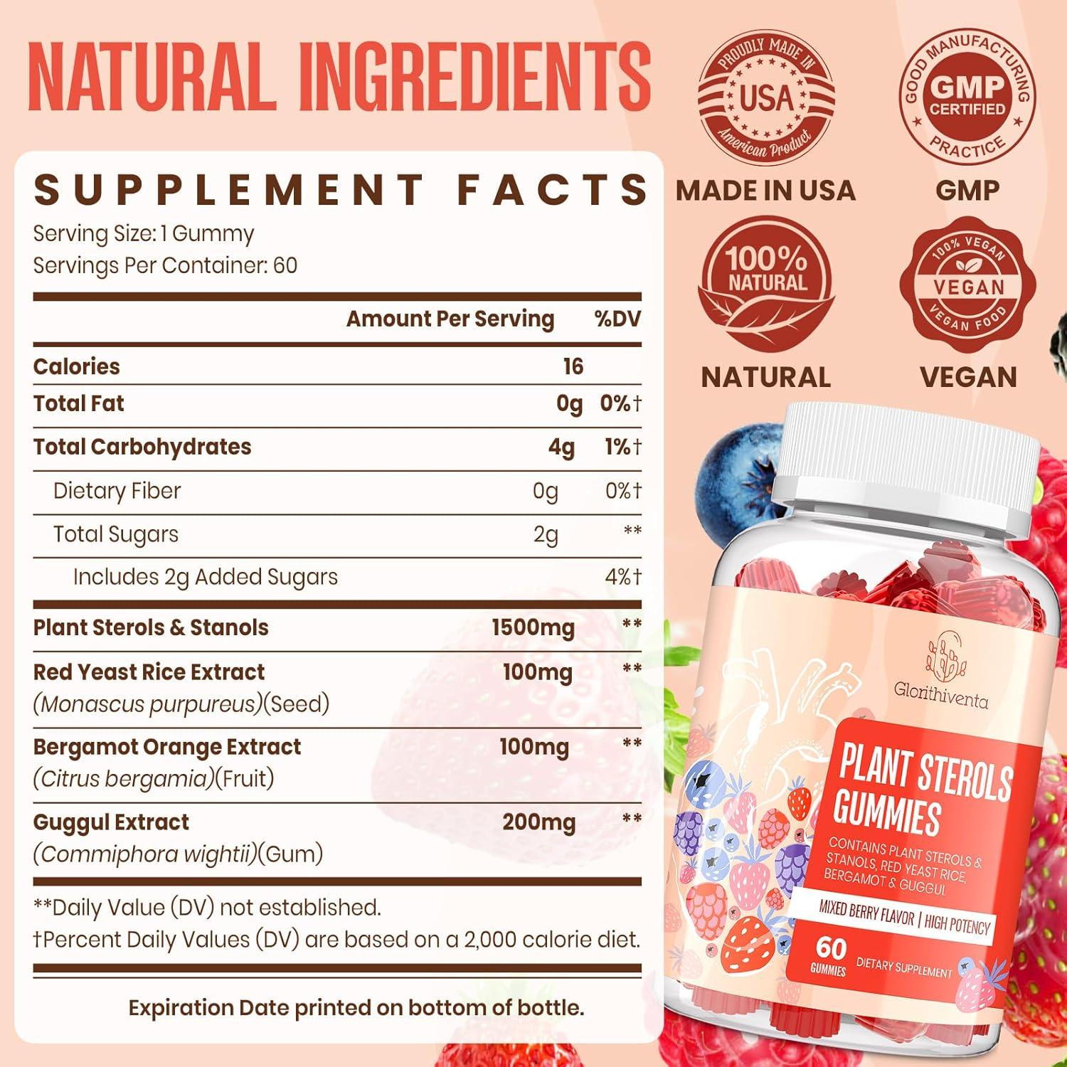 Suplemento de Colesterol Glorithiventa 60 Gominolas Sabor Frutas