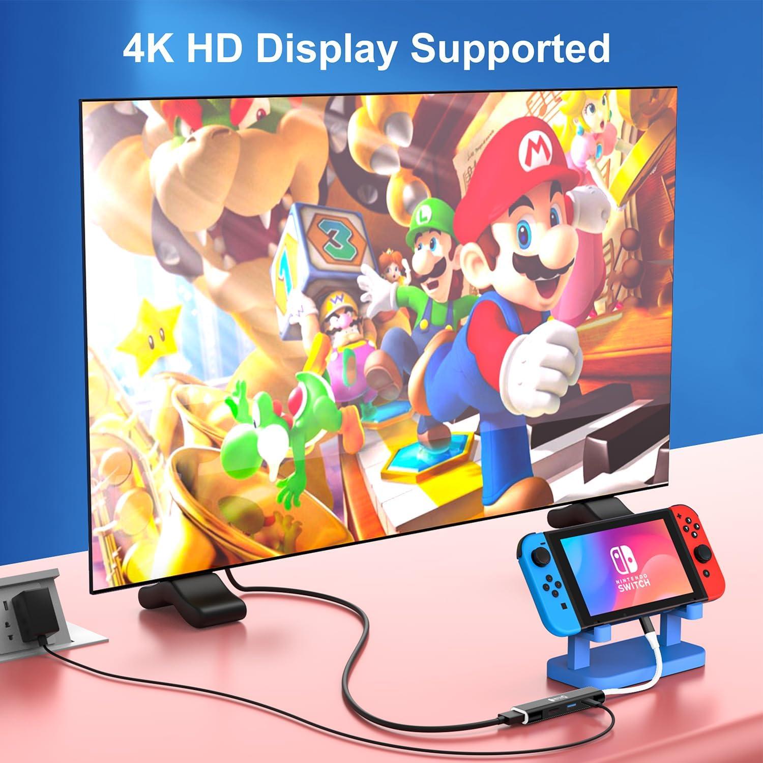 Dock RREAKA para Nintendo Switch OLED 4K USB C 100W