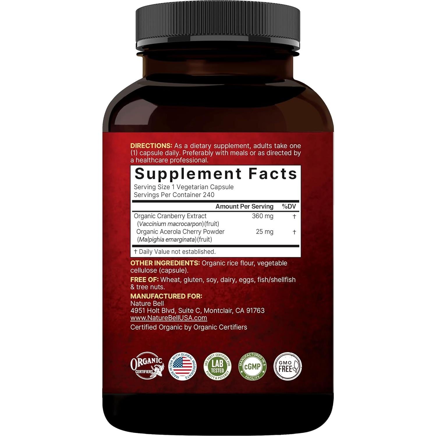 NatureBell Cápsulas de Arándano y Acerola 240 Unidades