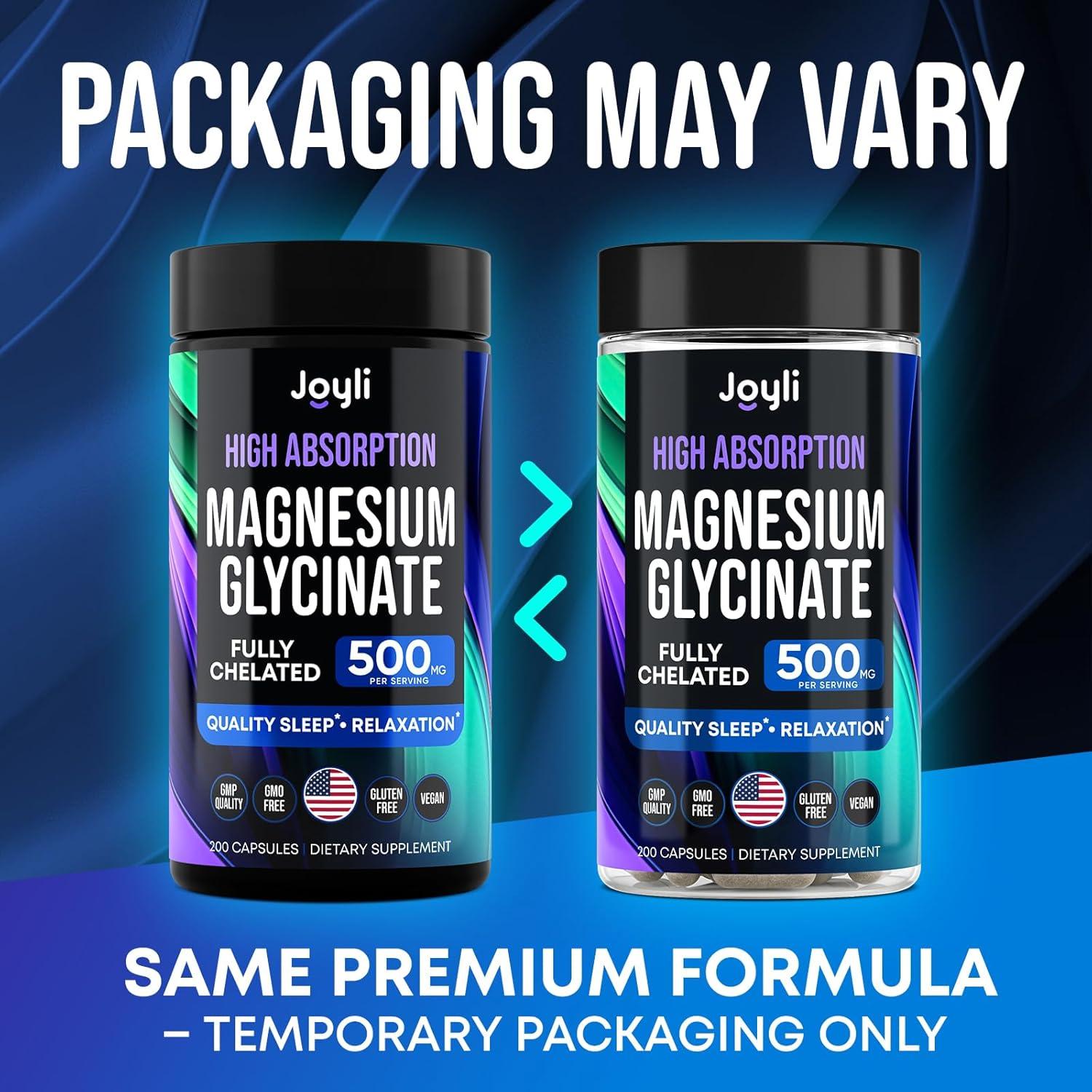 Glicinato de Magnesio 500mg JOYLI - Suplemento Vegano 200 Cápsulas