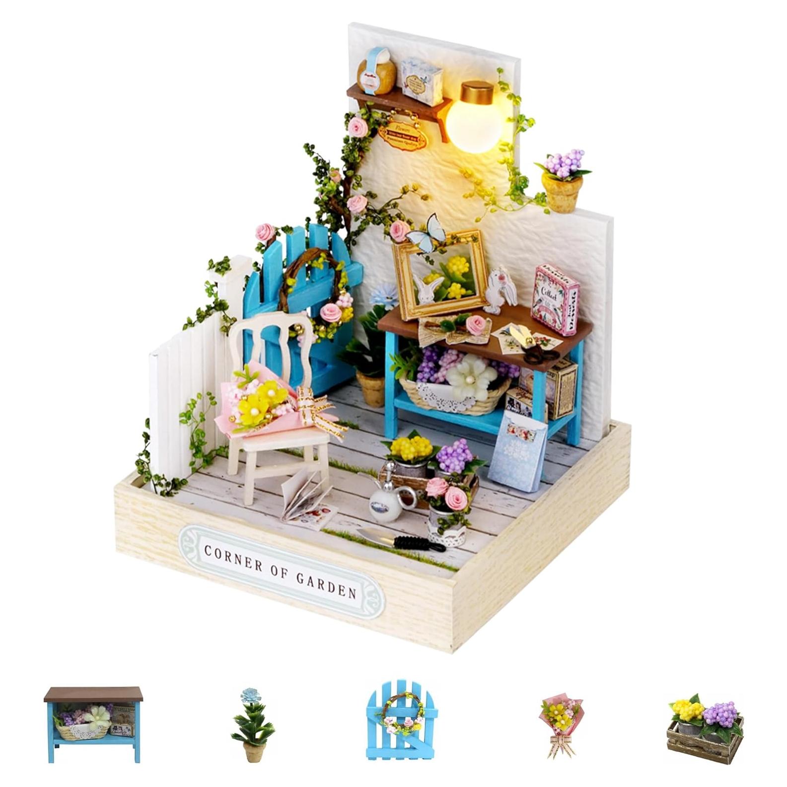 Casa de Muñecas Miniatura Kisoy DIY con Muebles - Jardín