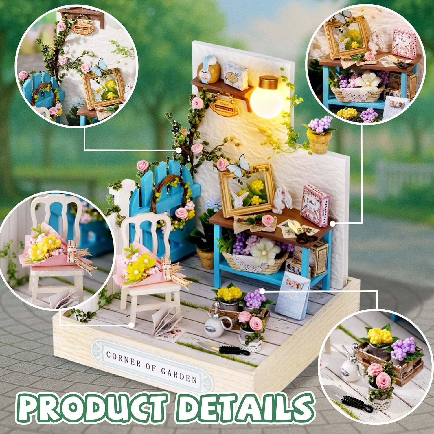 Casa de Muñecas Miniatura Kisoy DIY con Muebles - Jardín