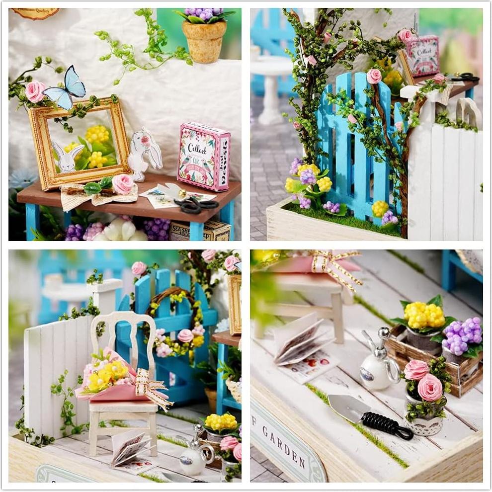 Casa de Muñecas Miniatura Kisoy DIY con Muebles - Jardín