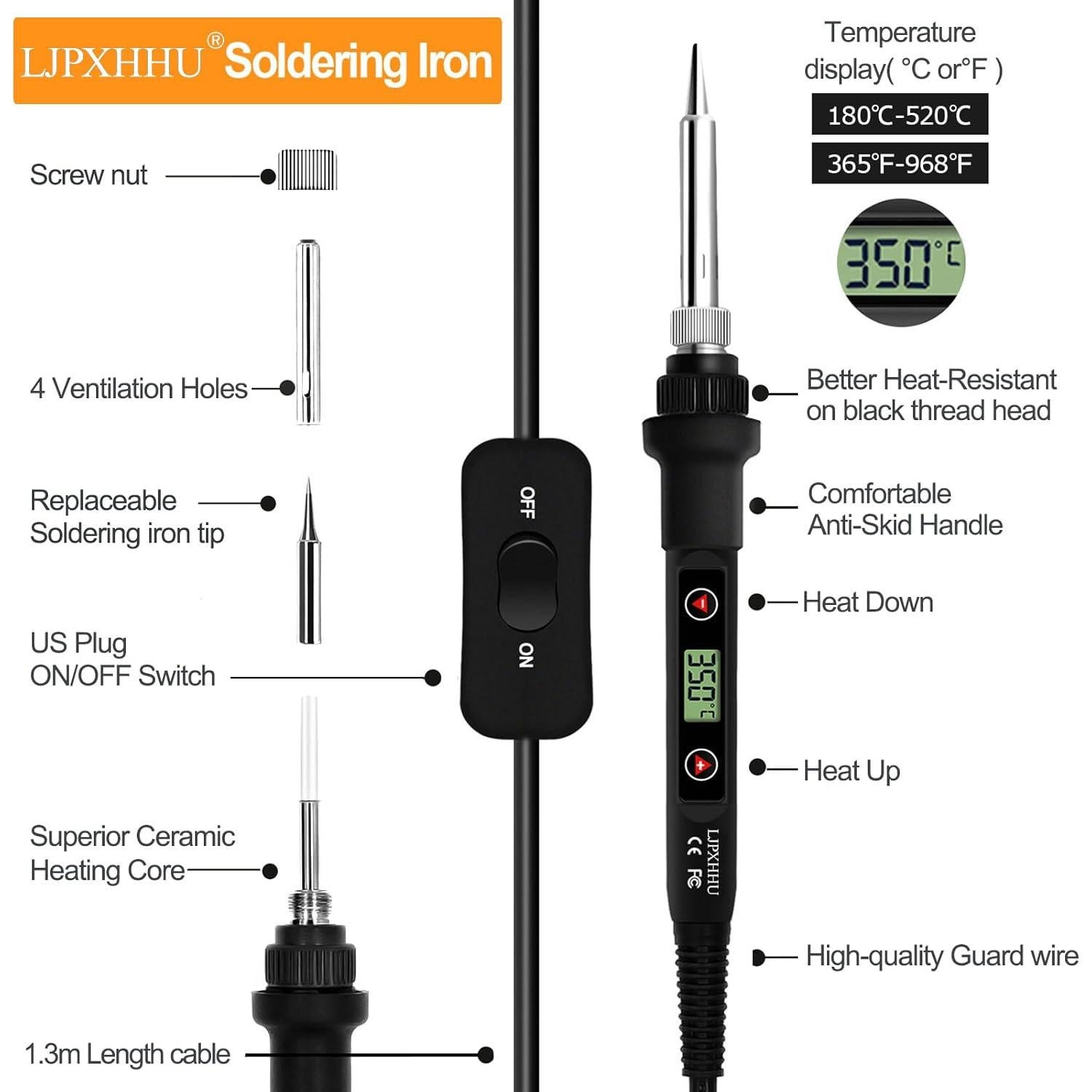 Pistola de Soldadura Digital LJPXHHU 80W LCD 9 en 1