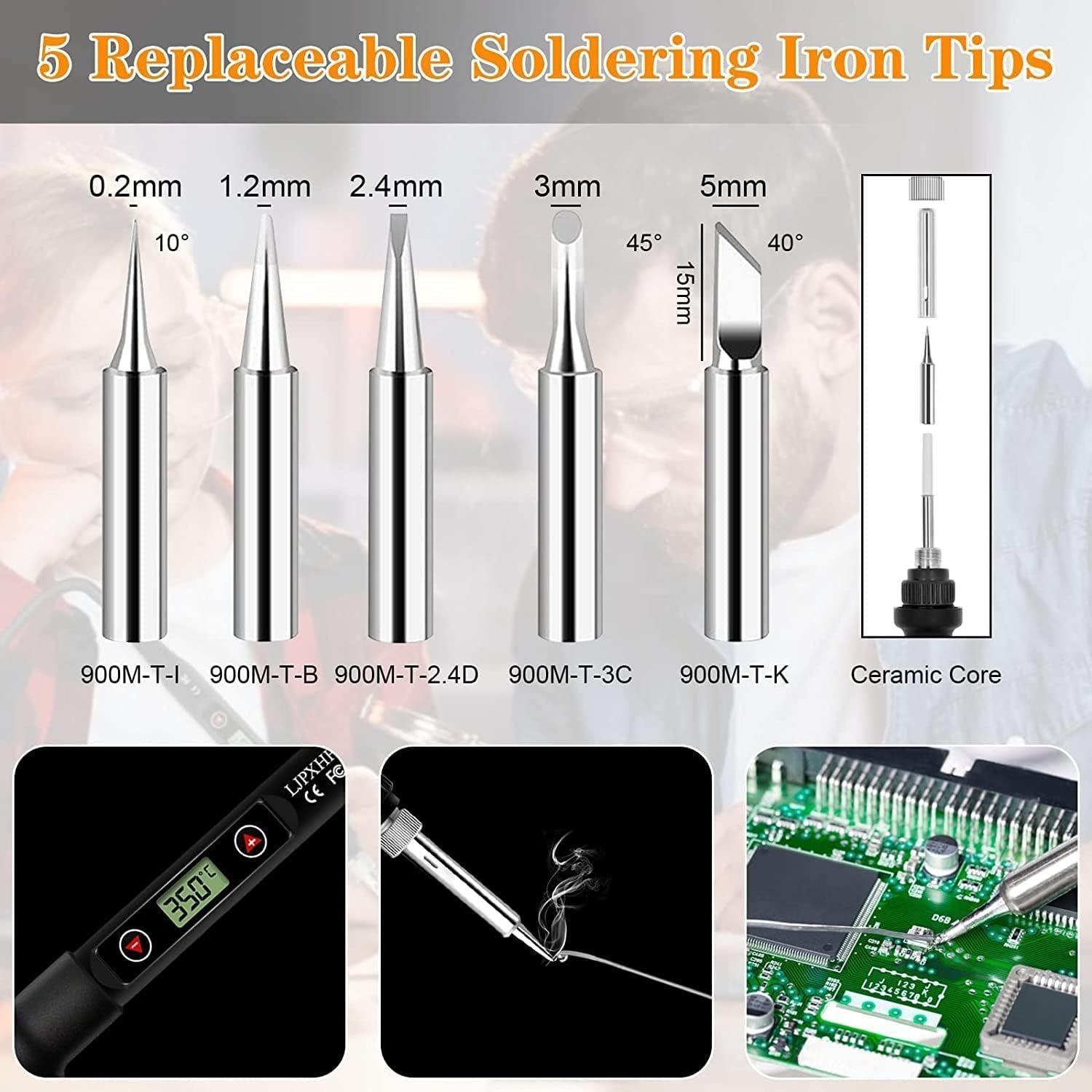 Pistola de Soldadura Digital LJPXHHU 80W LCD 9 en 1