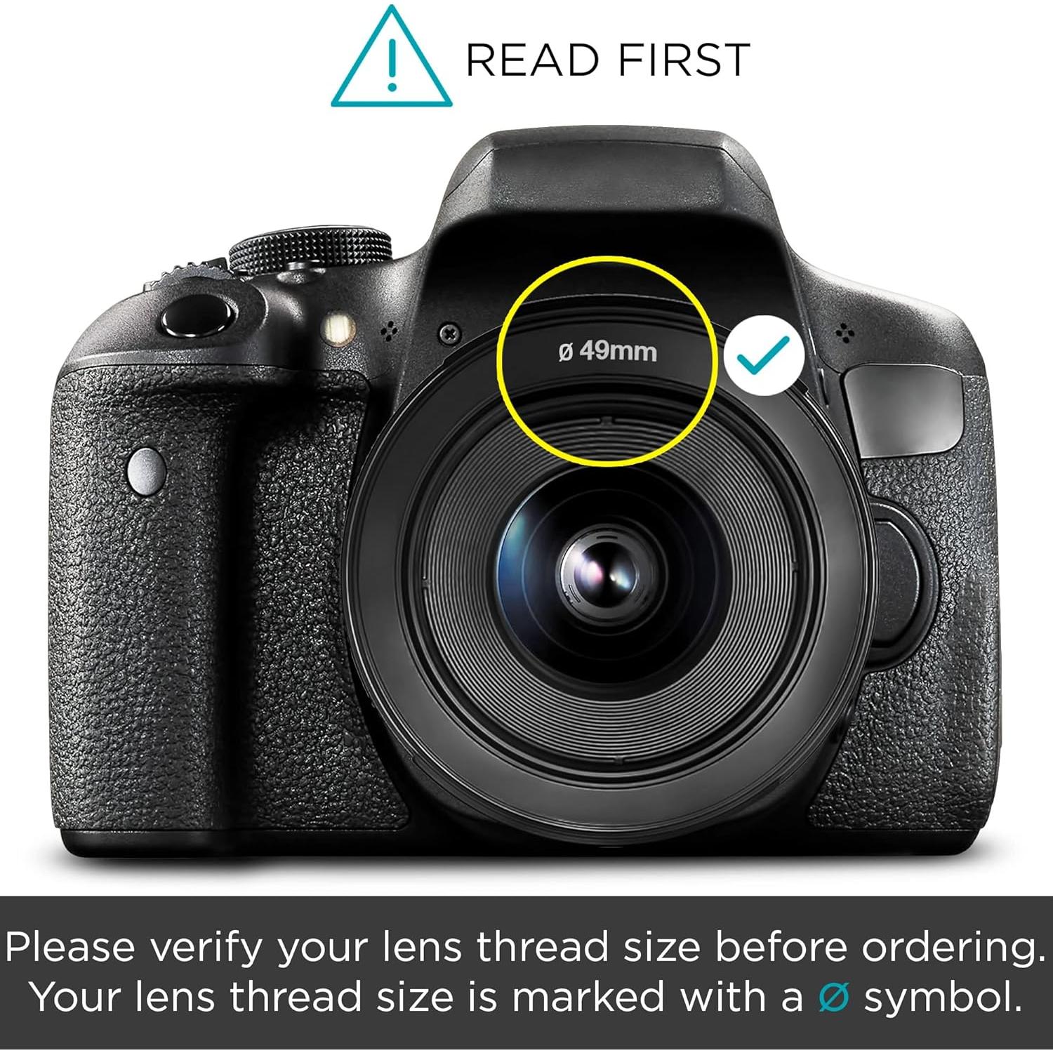 Tapa de lente 49mm Altura Photo - Paquete de 2 para Canon y Sony