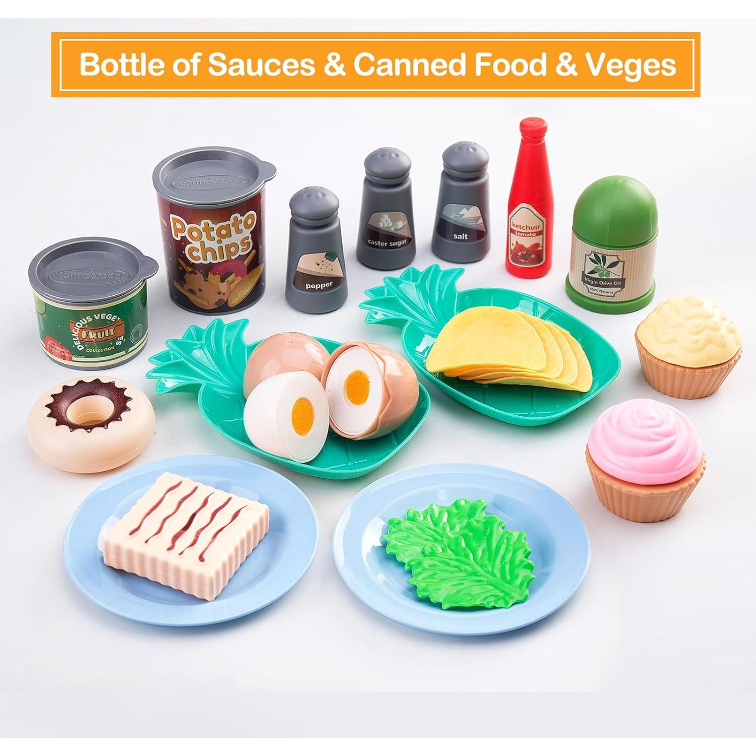 Juego de Cocina 80 Piezas Funpynani - Utensilios y Comida Azul