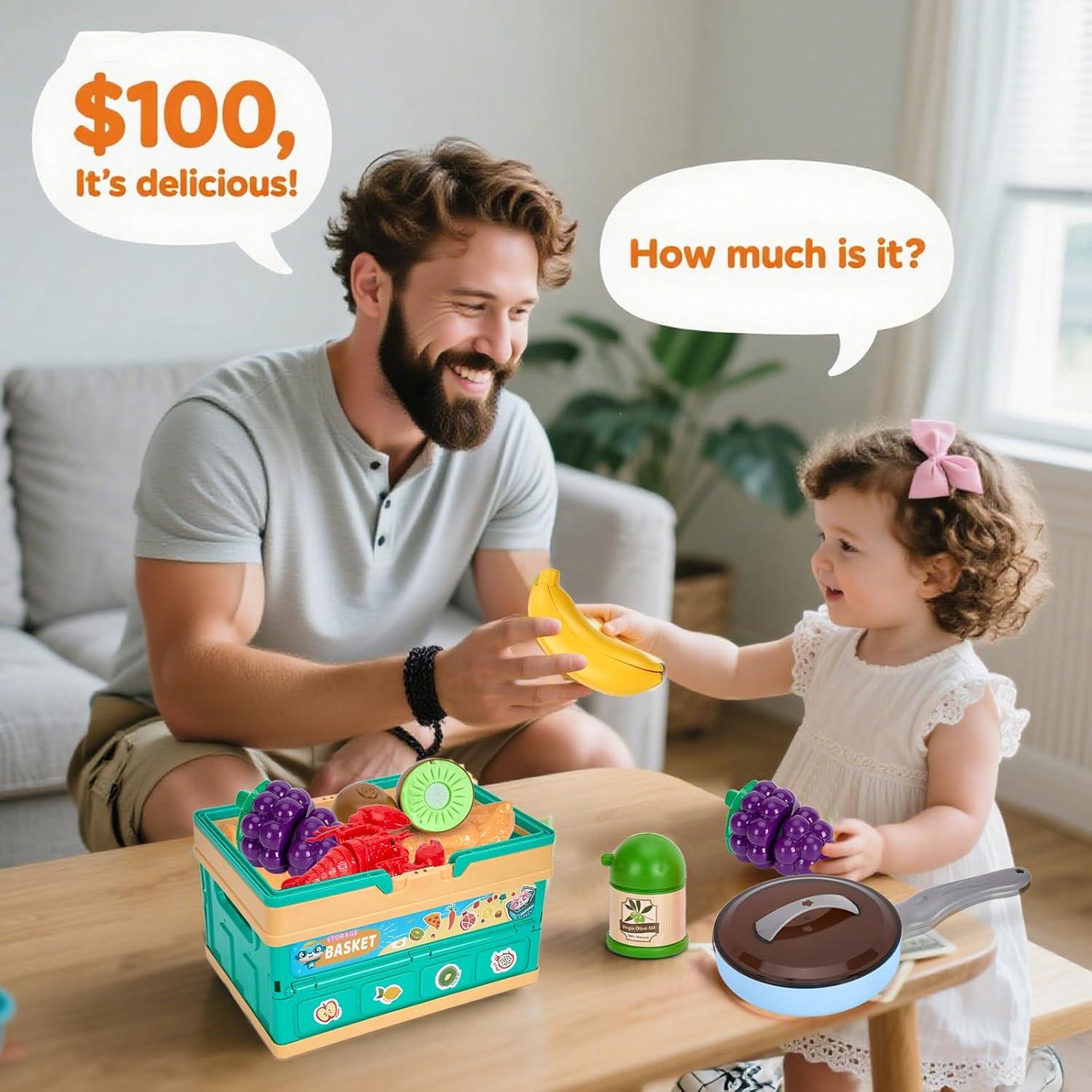 Juego de Cocina 80 Piezas Funpynani - Utensilios y Comida Azul