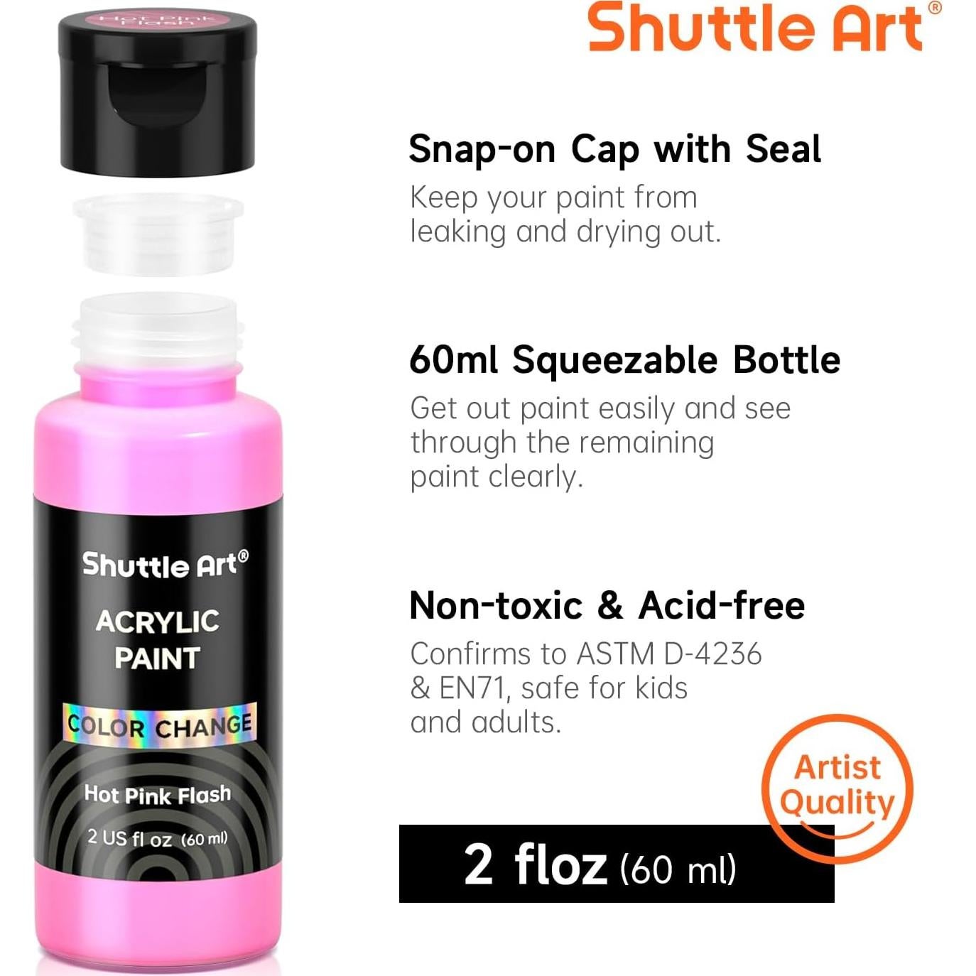 Juego de Pintura Acrílica Camaleónica Shuttle Art 16 Colores 60ml