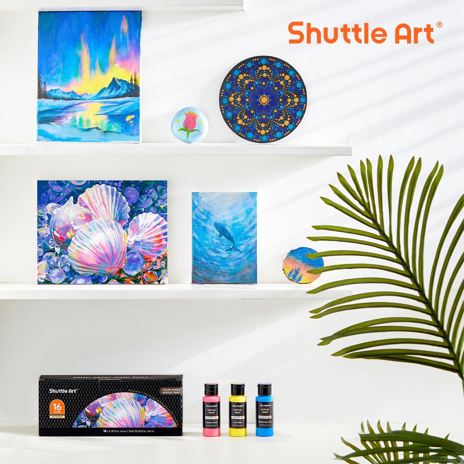 Juego de Pintura Acrílica Camaleónica Shuttle Art 16 Colores 60ml