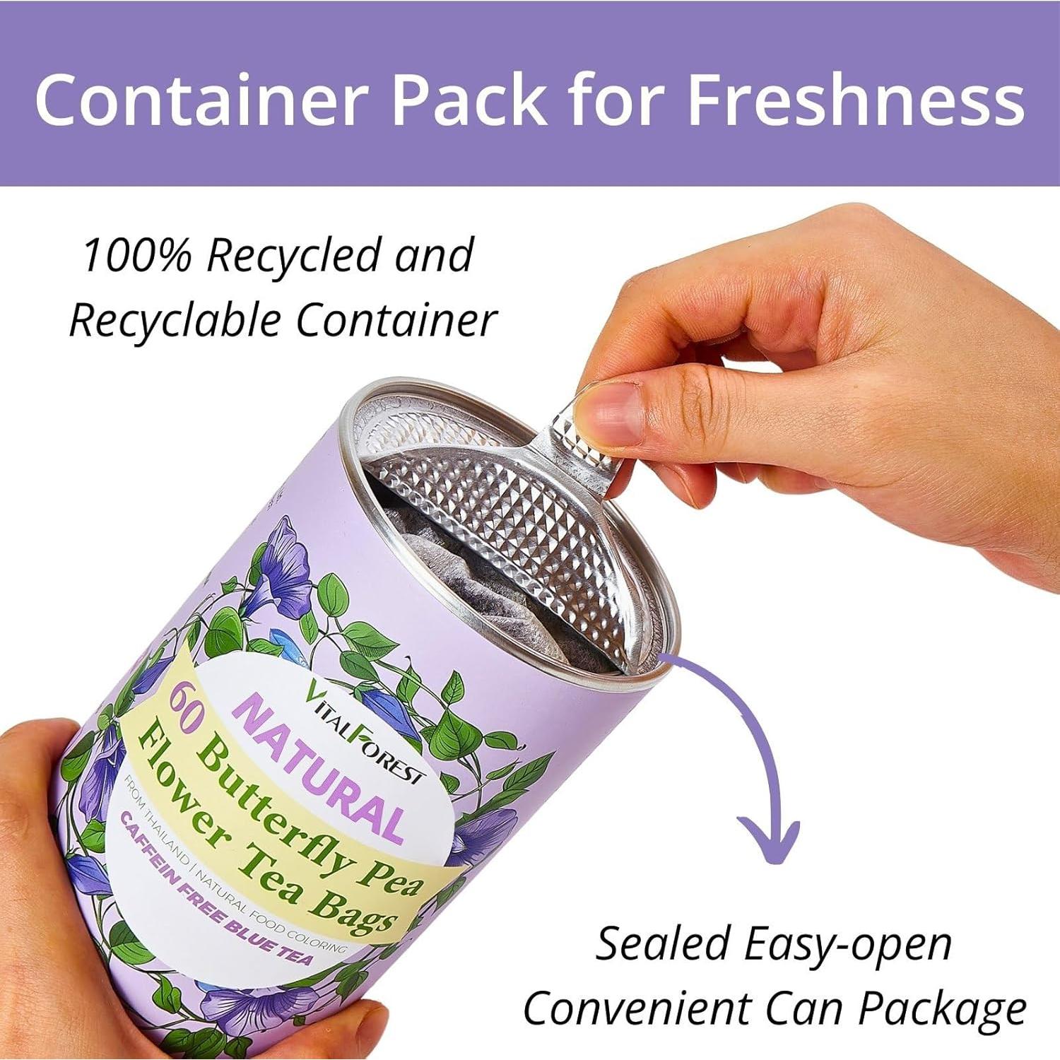 60 Bolsitas de Té de Flor de Guisante Mariposa VitalForest