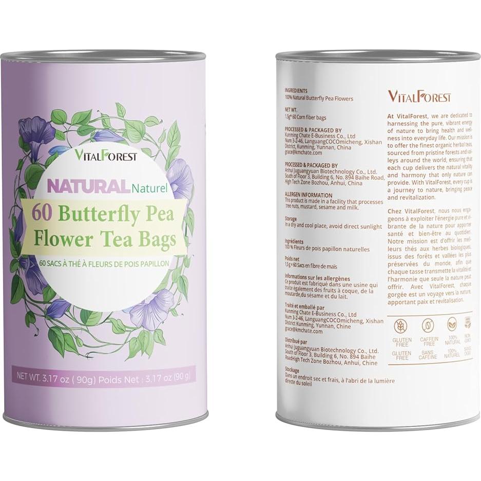 60 Bolsitas de Té de Flor de Guisante Mariposa VitalForest