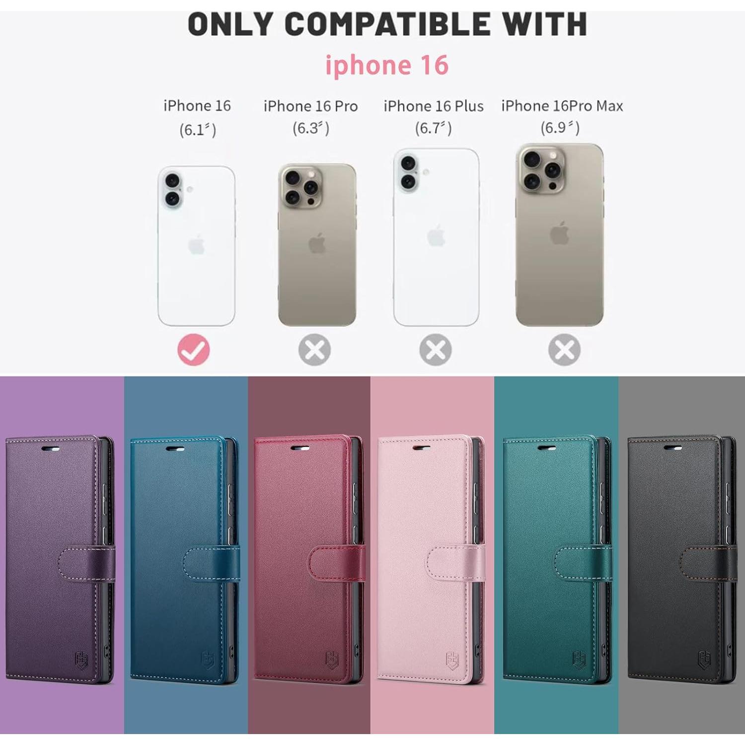 Funda billetera FLIPALM para iPhone 16 con bloqueo RFID - Negro